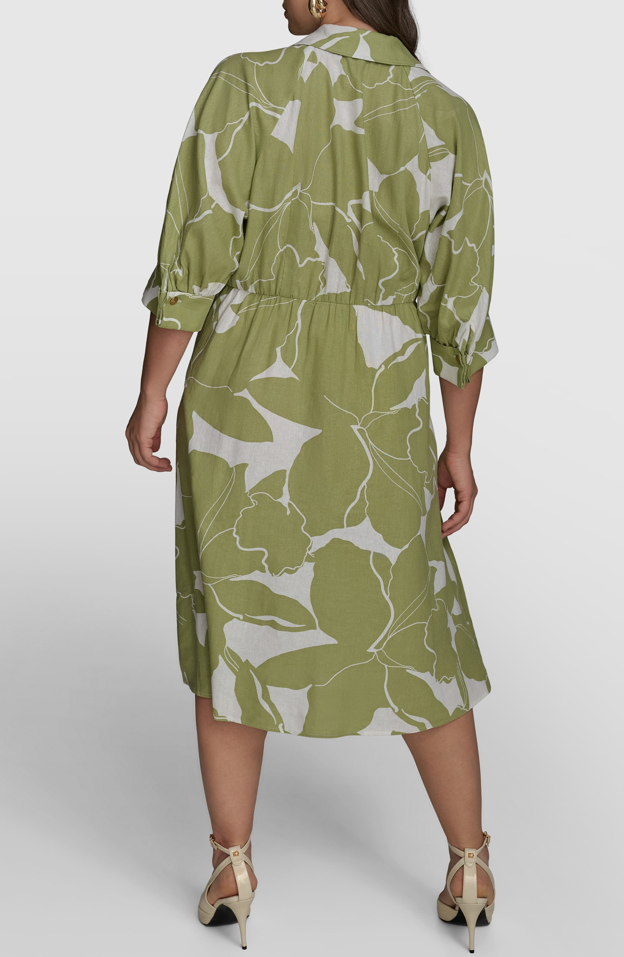 Print Tie Waist Midi Shirtdress - image 2
