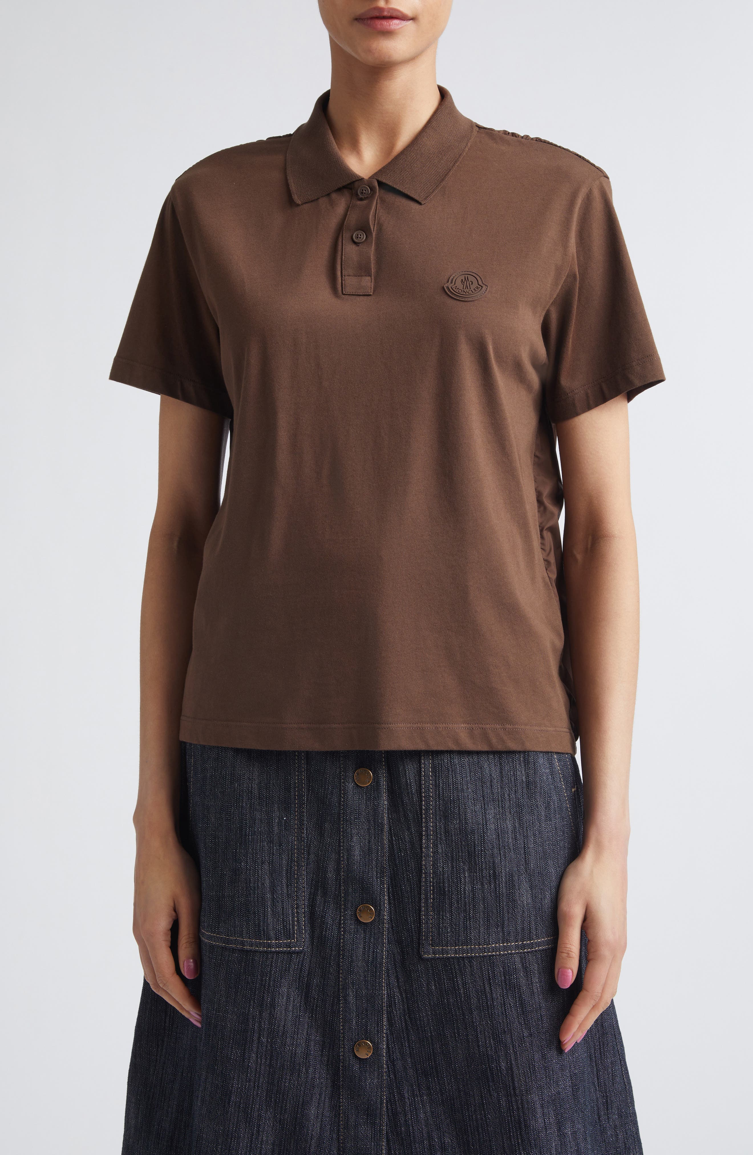 Pleated Back Mixed Media Polo - image 3