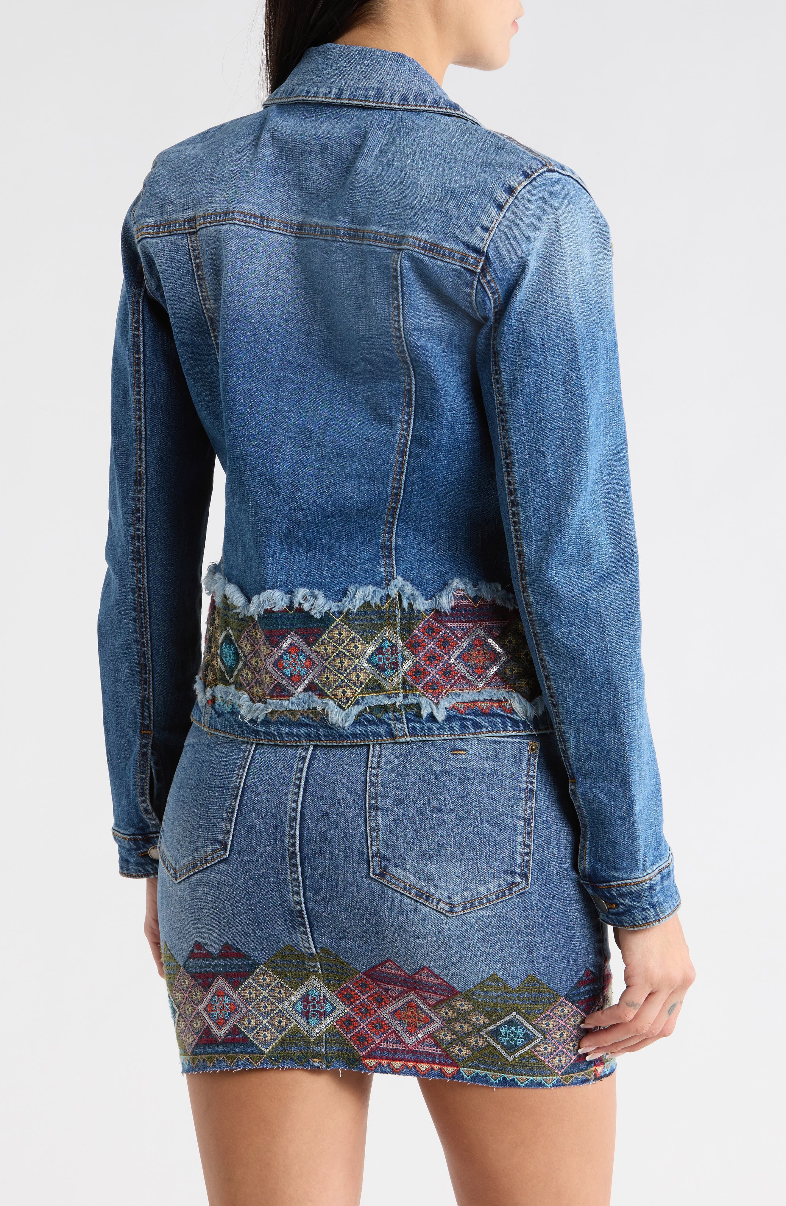 Embroidered Crop Denim Jacket - image 2