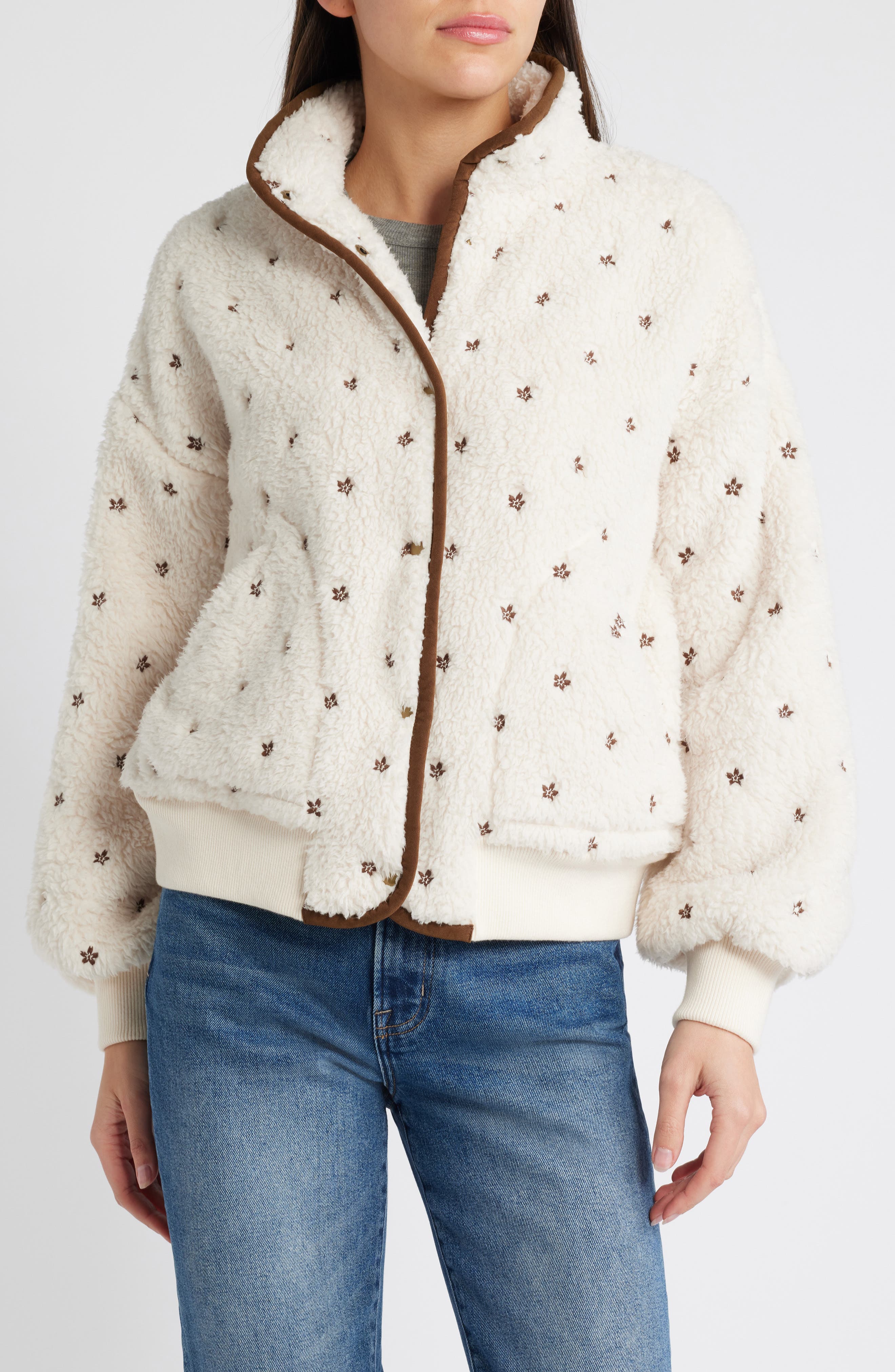 The Blackbird Floral Embroidery High Pile Fleece Jacket - image 1