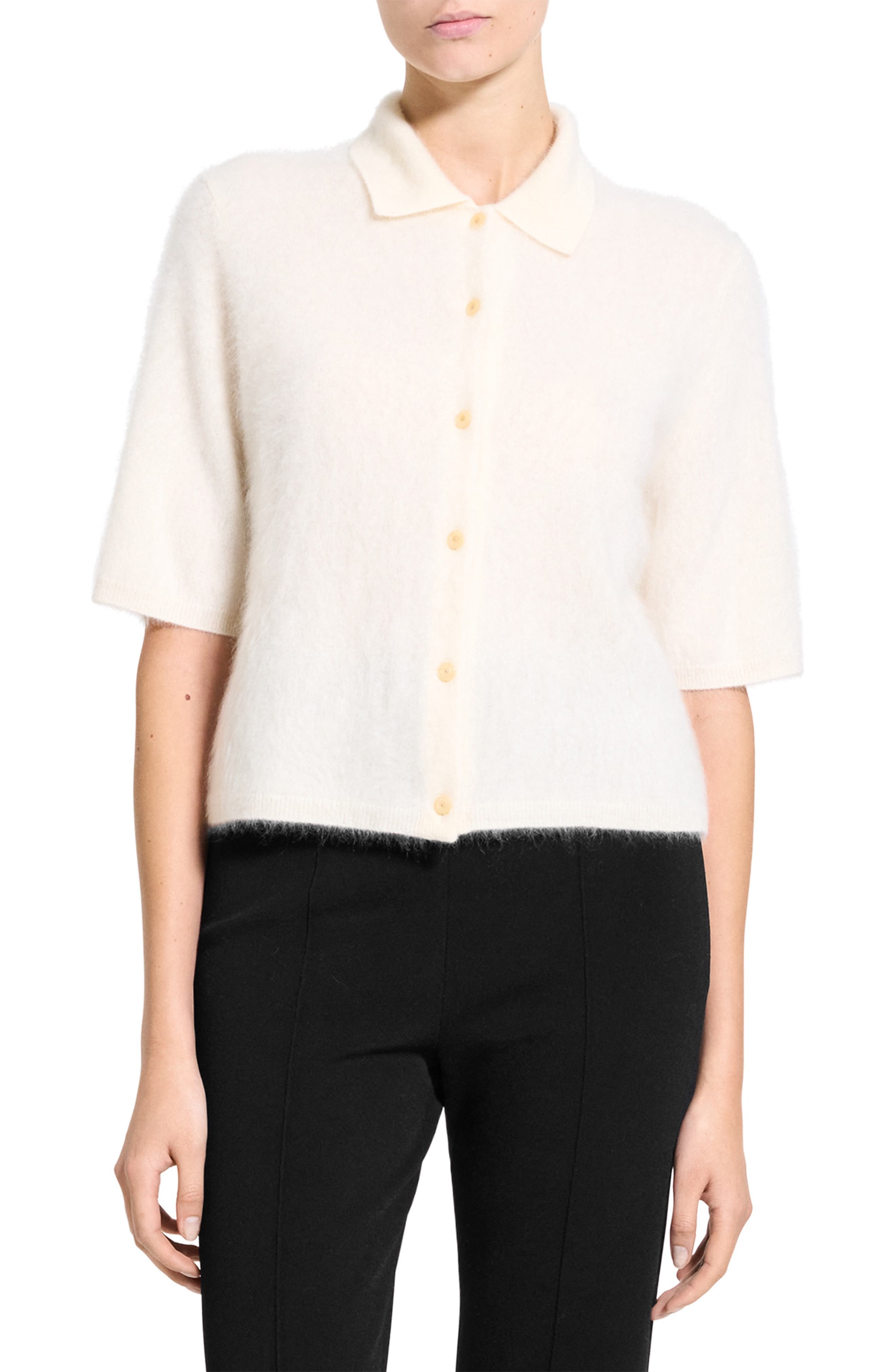 Brushed Cashmere Short Sleeve Cardigan - image 1