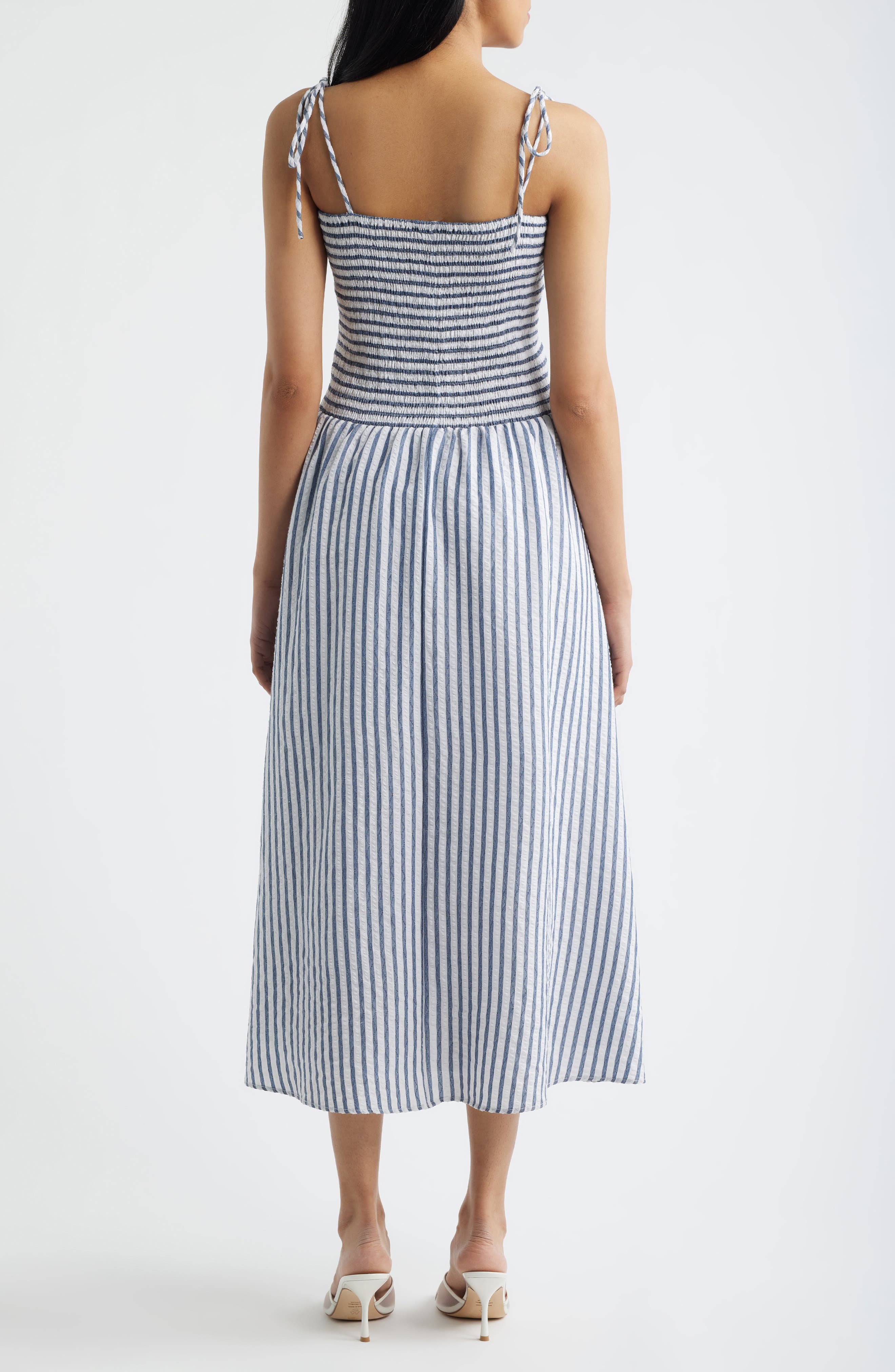 Tie Shoulder Smocked Midi Dress - image 2