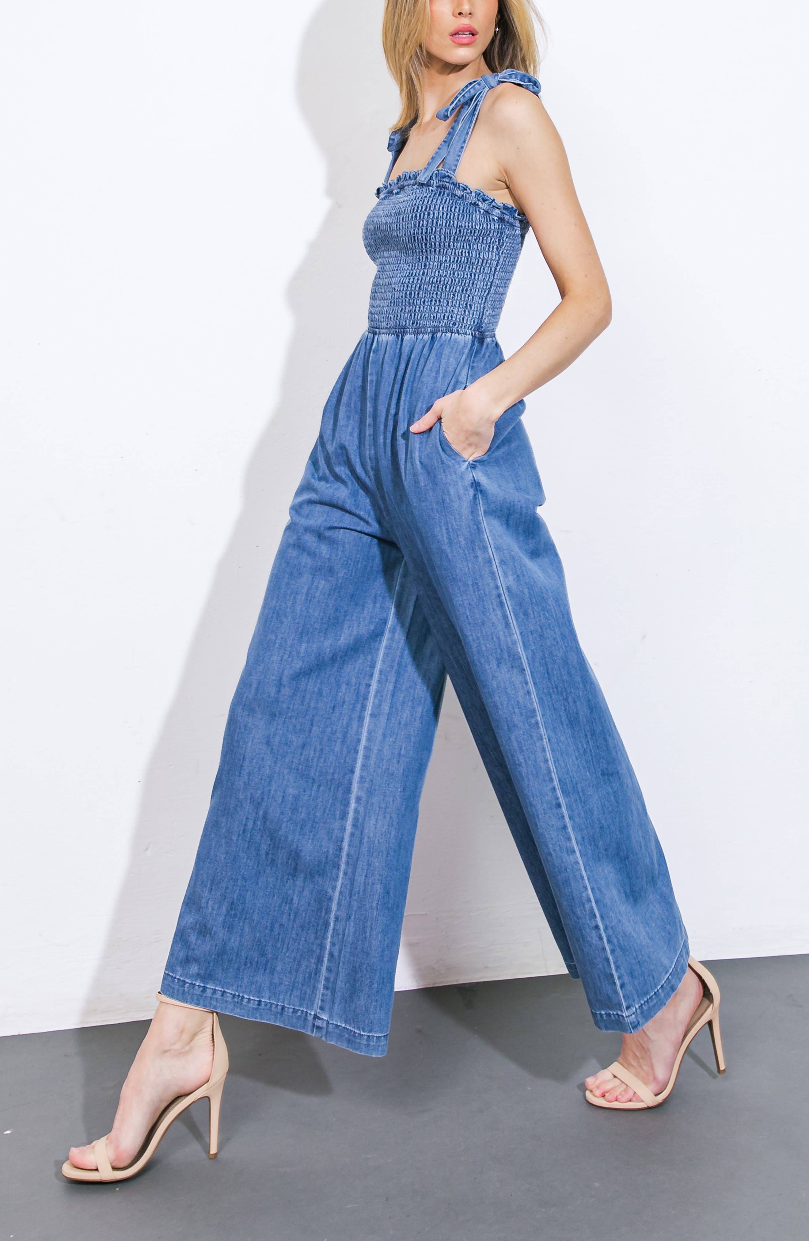 Tie Strap Chambray Jumpsuit - image 2