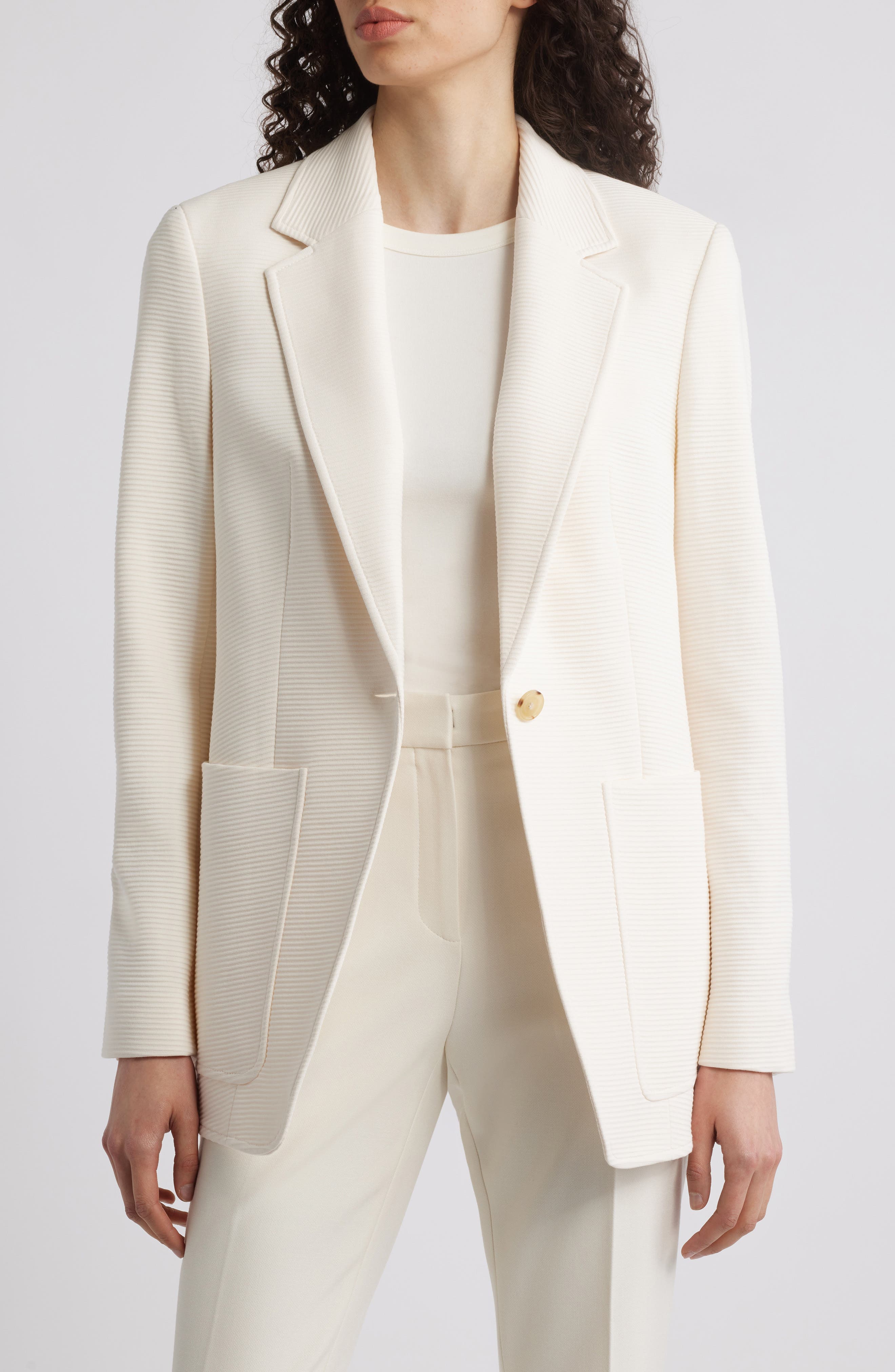 Jasena Textured One-Button Blazer - image 1