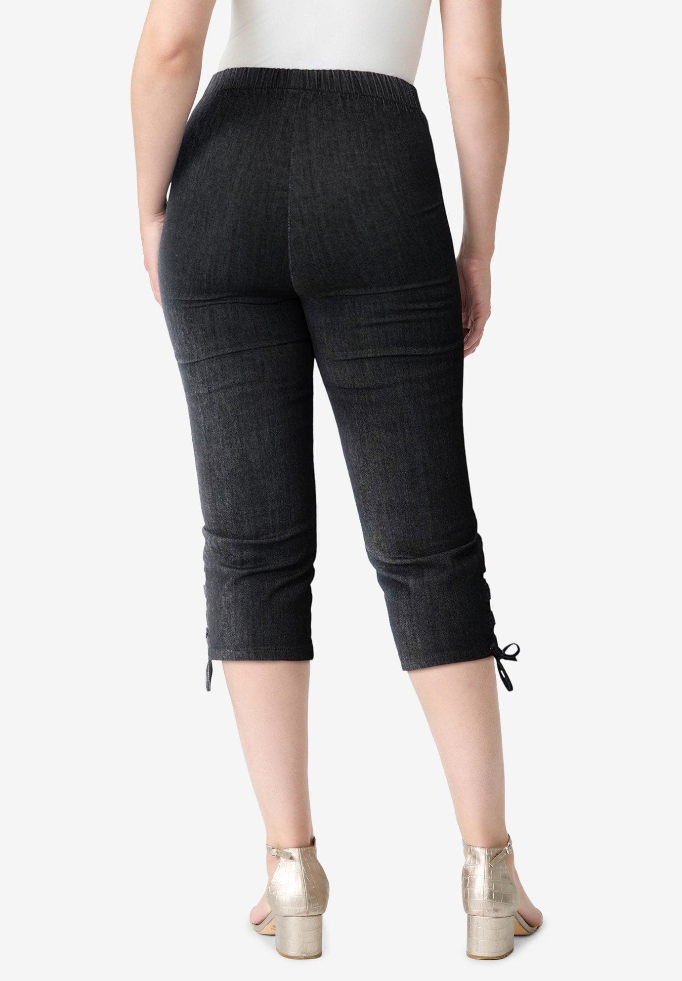 Plus Size Comfort Stretch Lace Up Capri Jean - image 2