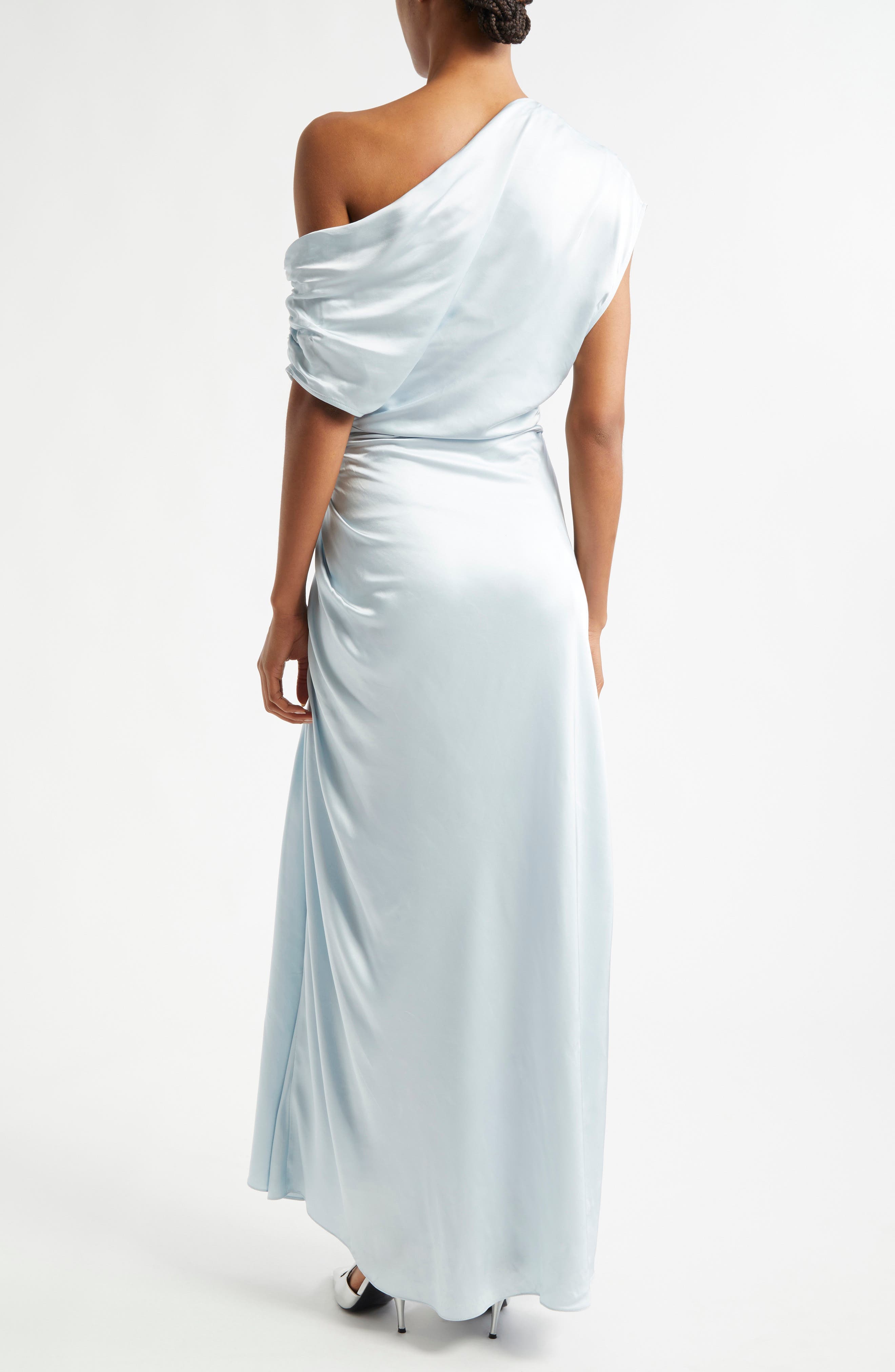 Penny Ruched One-Shoulder Satin Gown - image 2