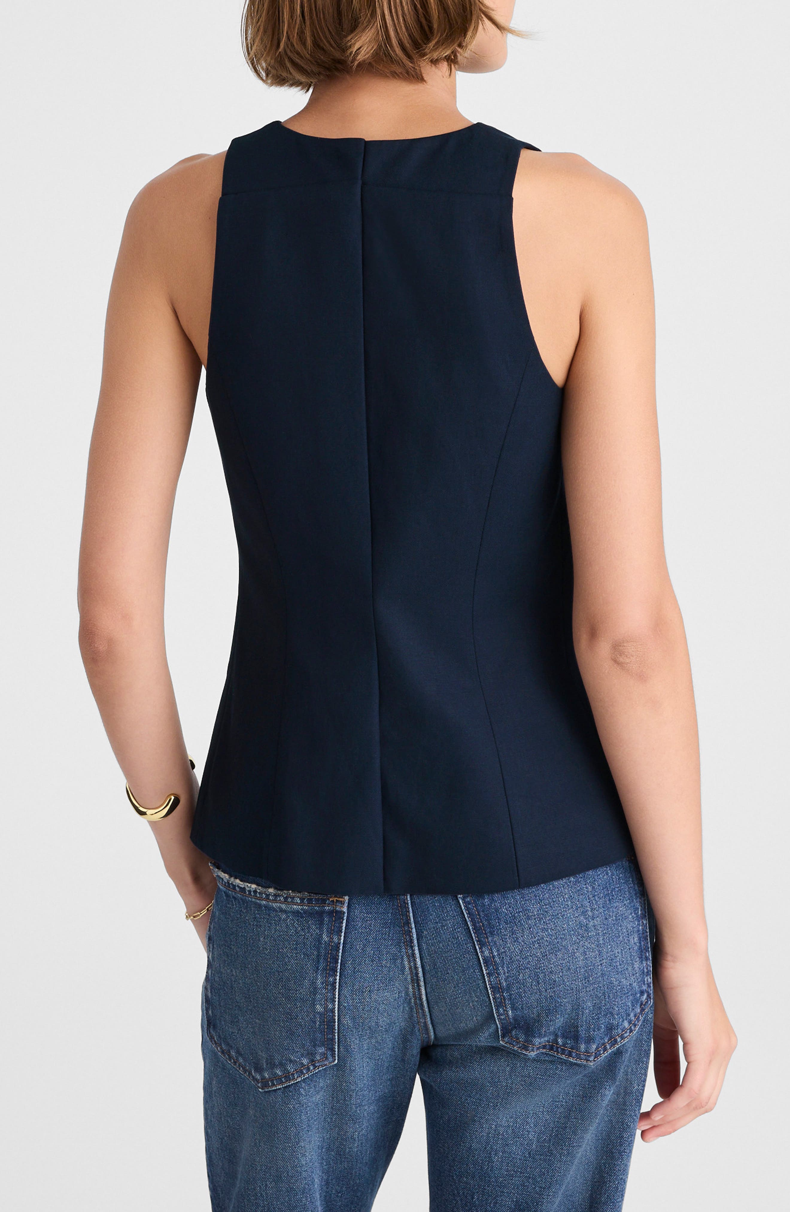 Crewneck Cutaway Drapey Twill Vest - image 2