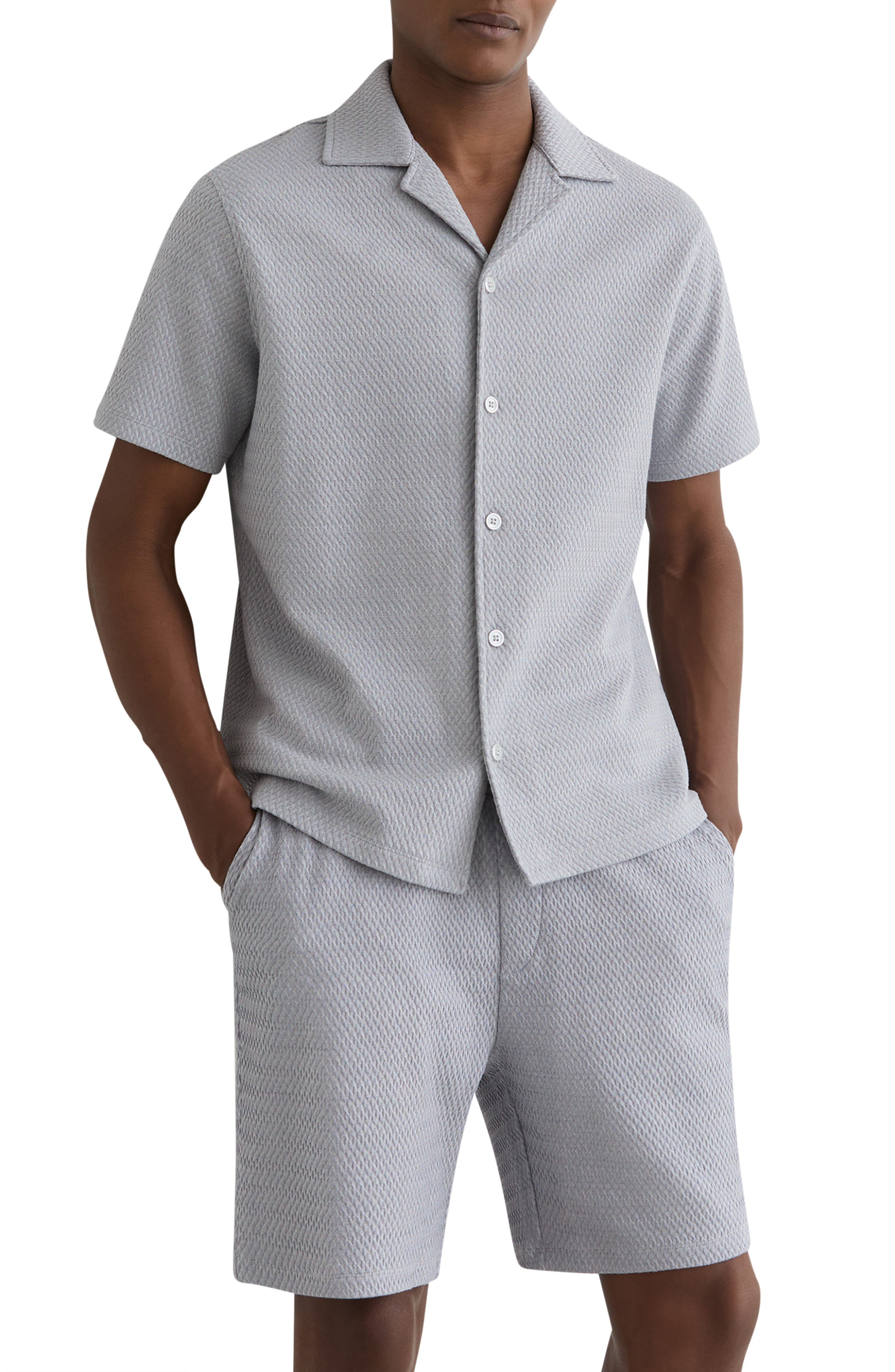 Felipe Textured Knit Cotton Blend Camp Shirt - image 1