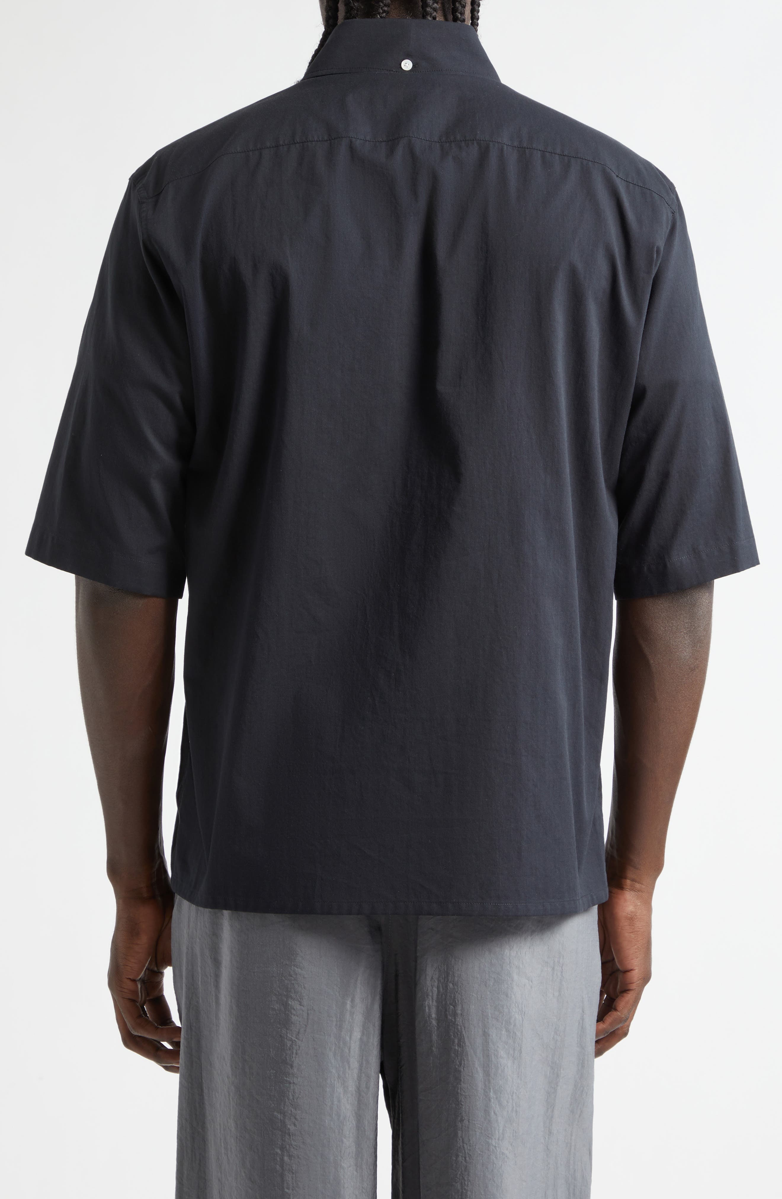 Short Sleeve Cotton Muslin Button-Down Shirt - image 2