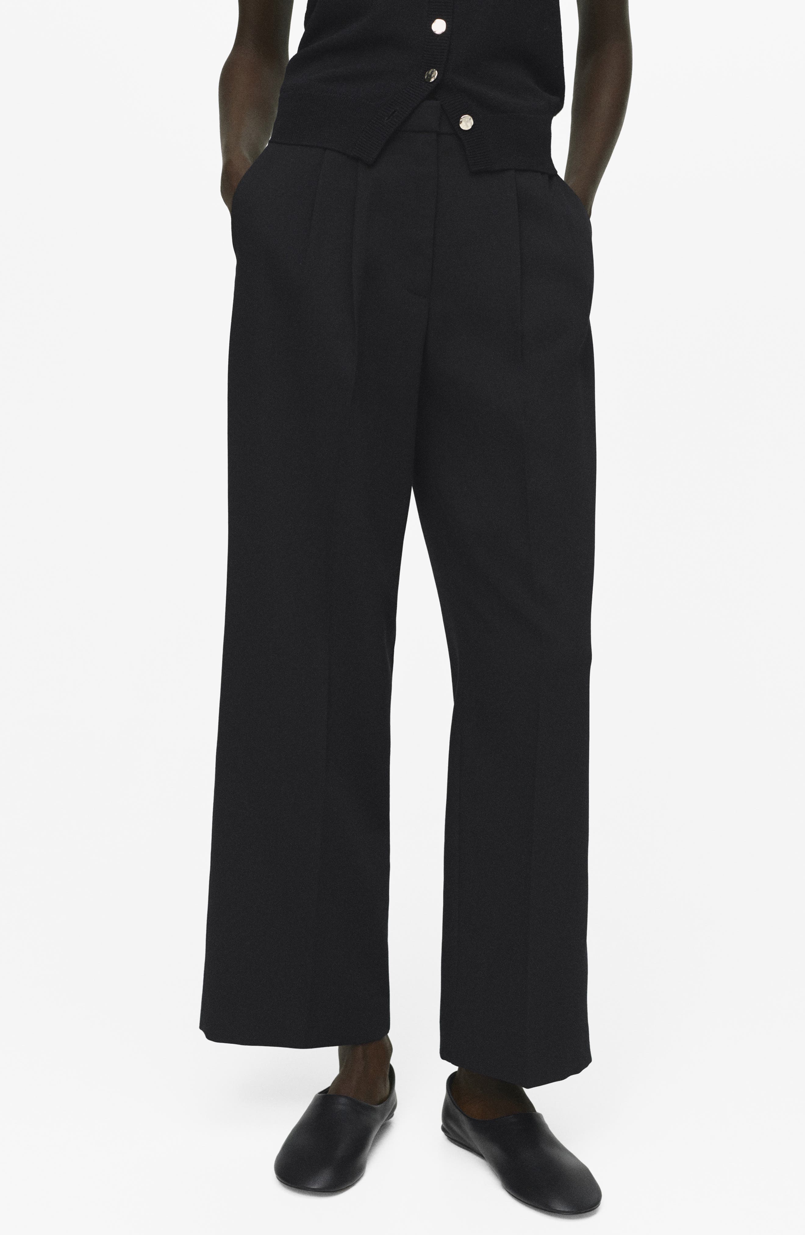 Pleated Straight Leg Pants - image 1