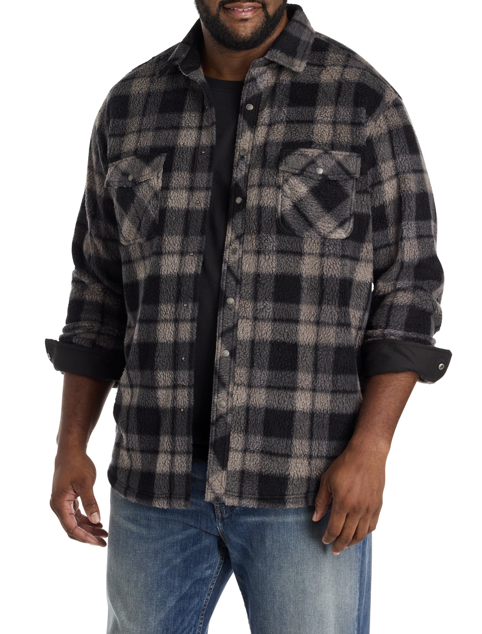 Big & Tall Glacier Plaid Superfleece Flannel Shirt Jacket - image 1