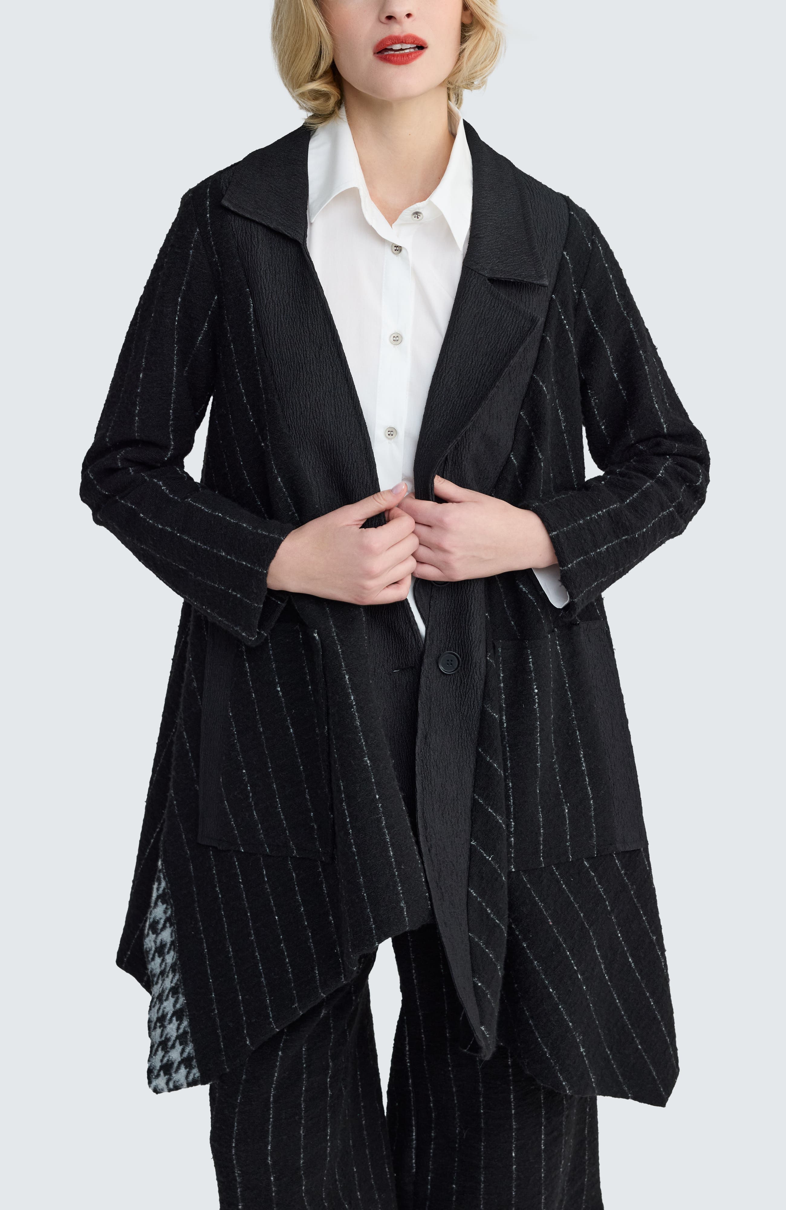 Sunniva Mixed-Media Long Jacket - image 1