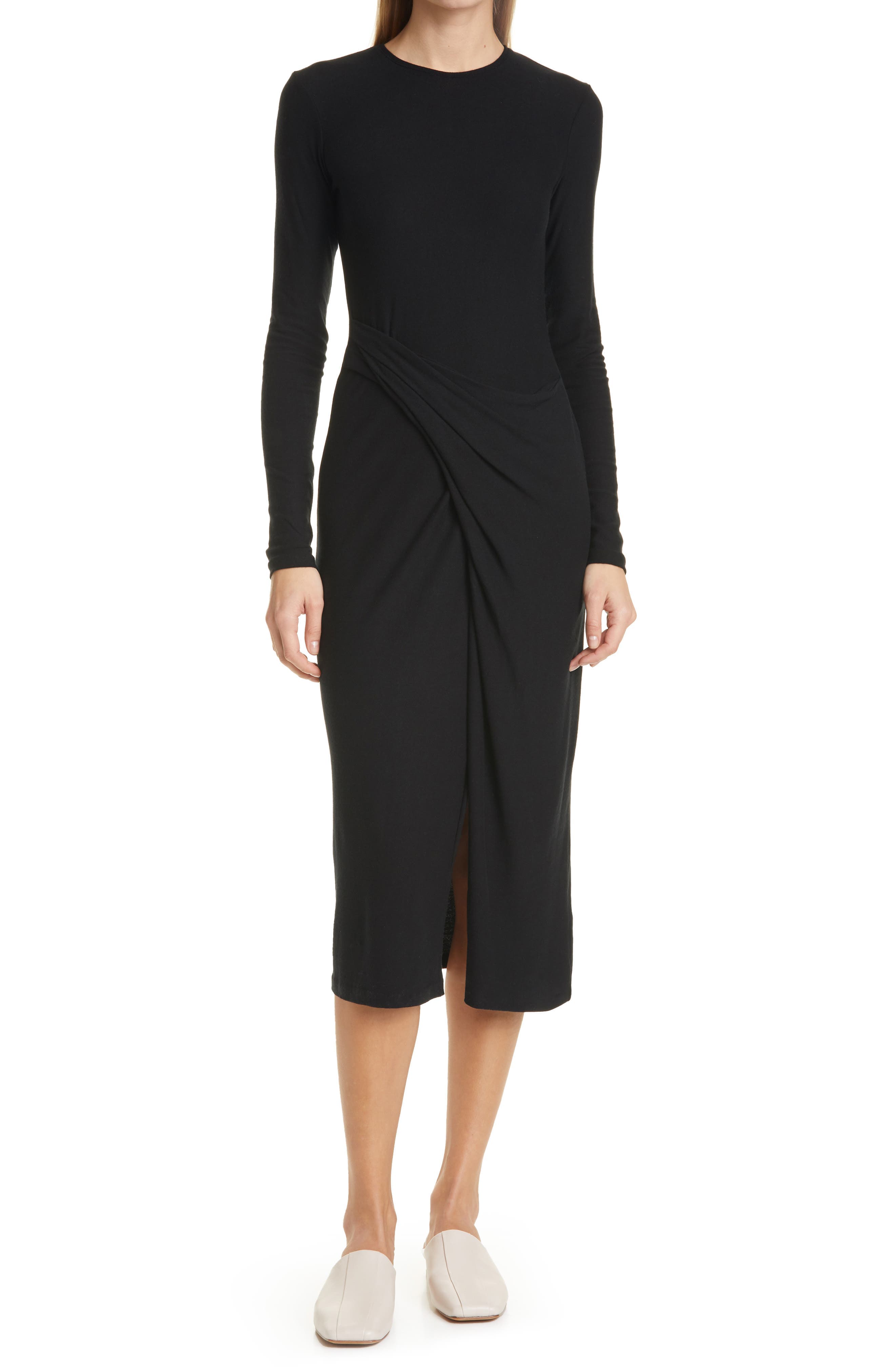 Drape Long Sleeve Midi Dress - image 1