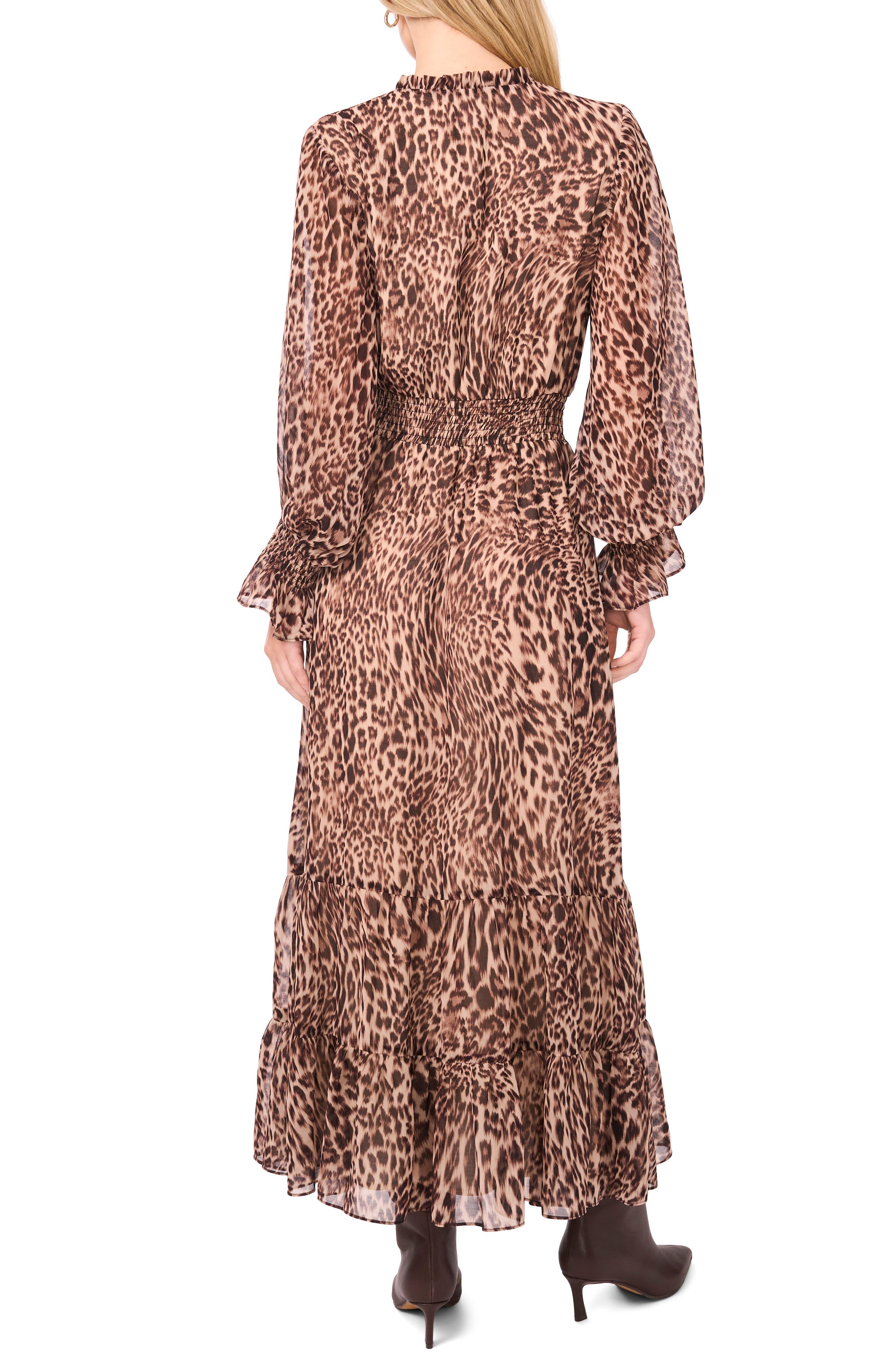 Leopard Print Long Sleeve Maxi Dress - image 2
