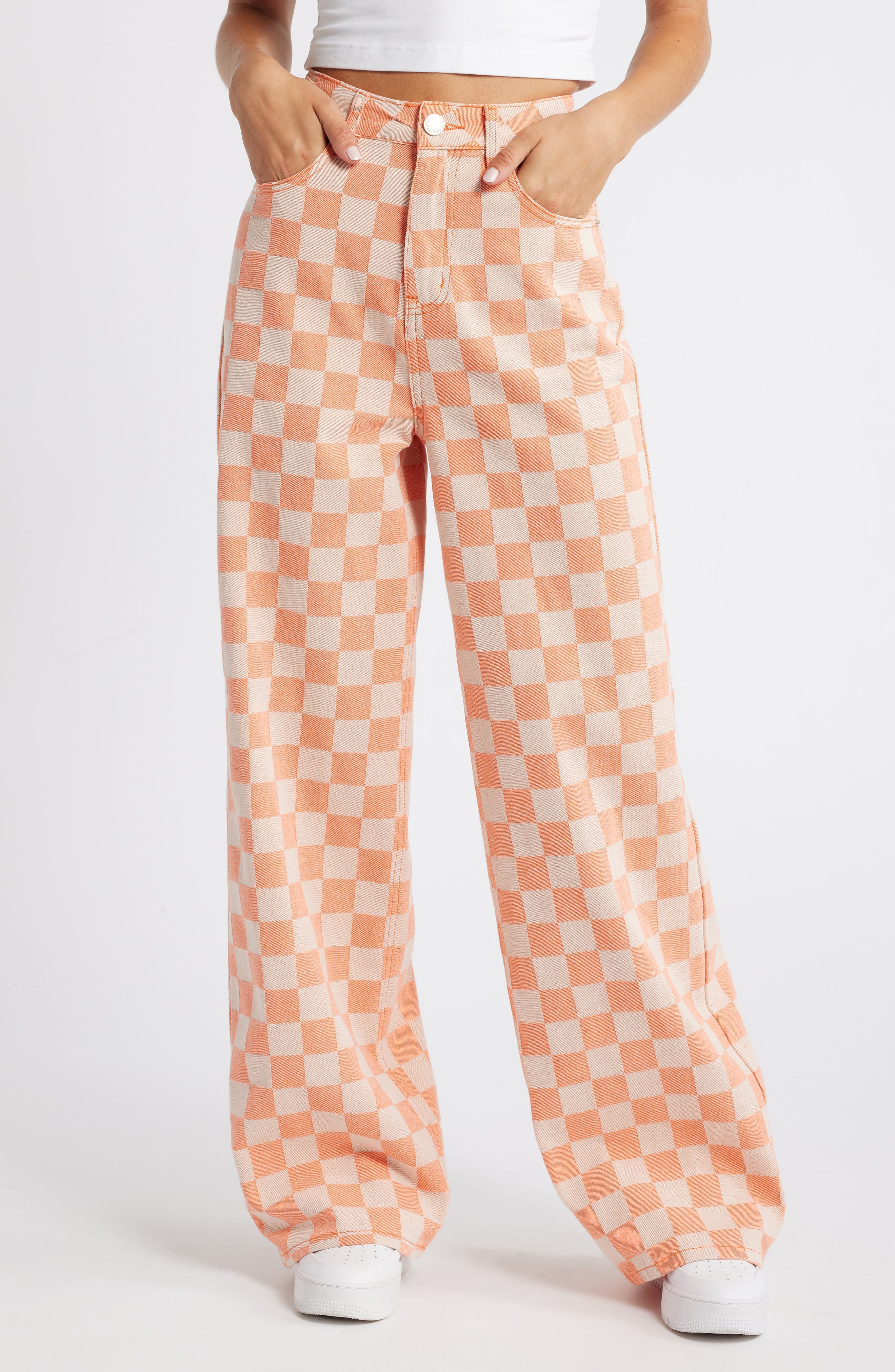 Checkerboard High Waist Baggy Pants - image 1