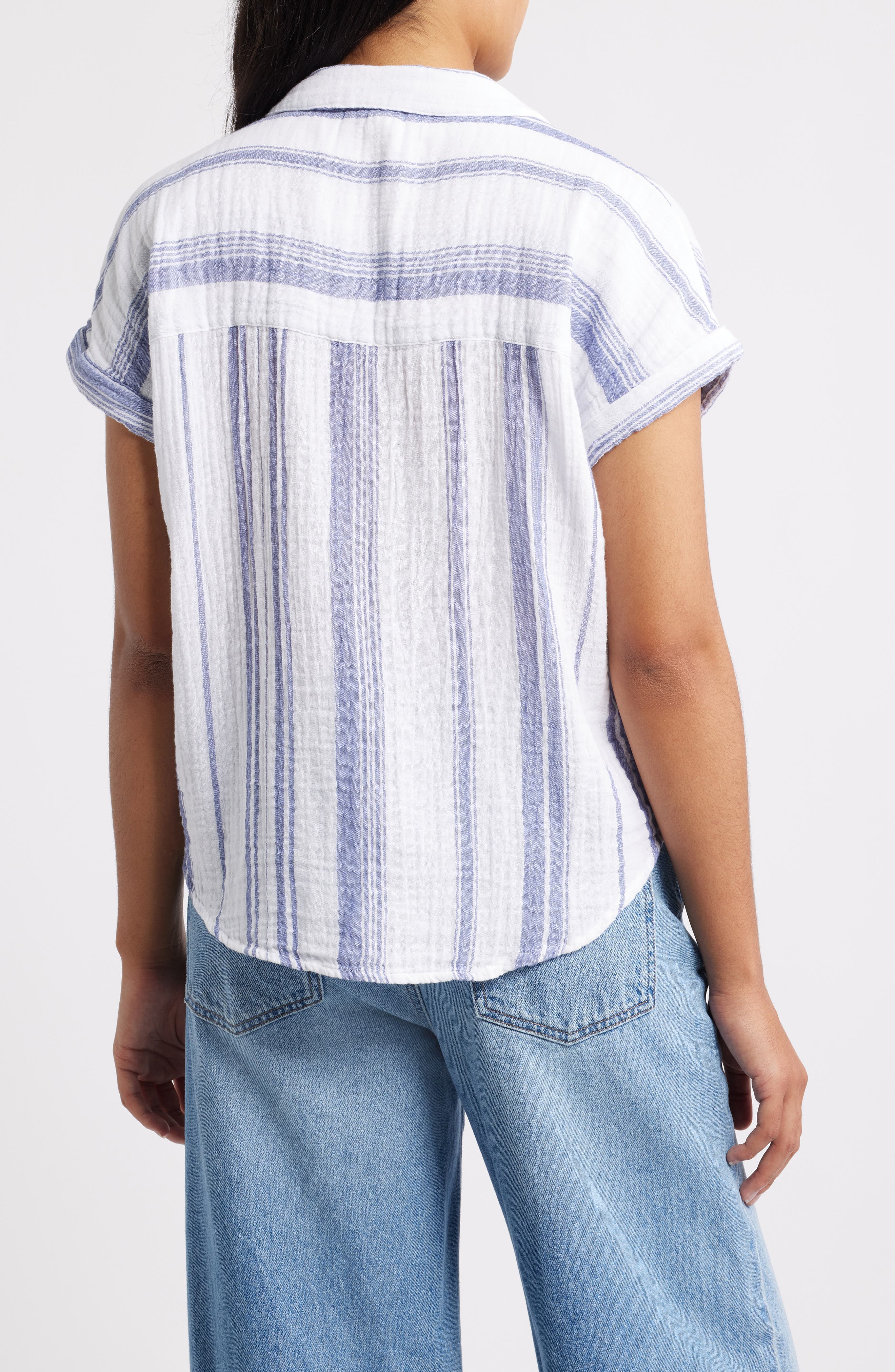 Arin Stripe Short Sleeve Cotton Shirt - image 4