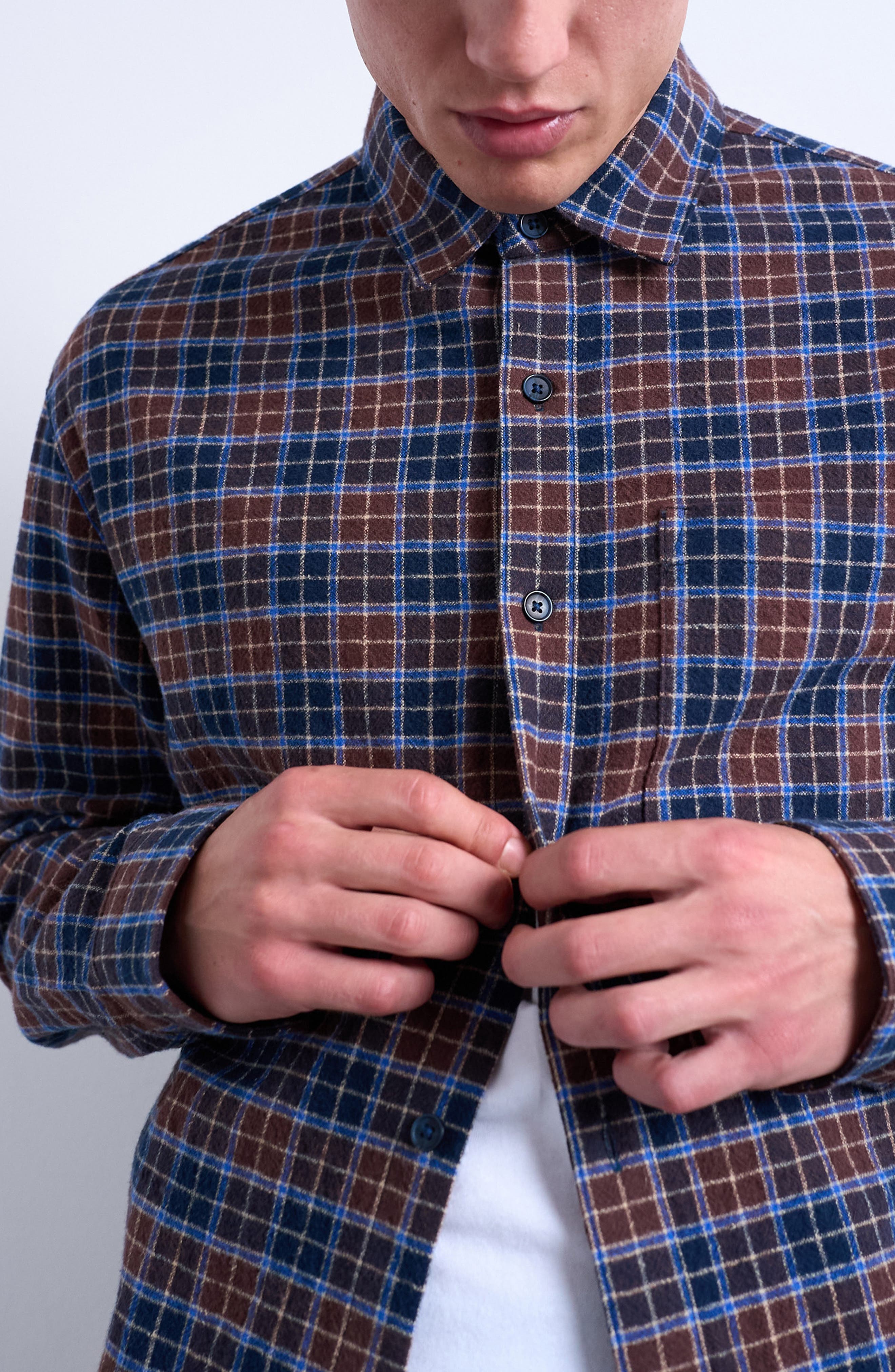 Relaxed Fit Check Cotton Flannel Button-Up Overshirt - image 2