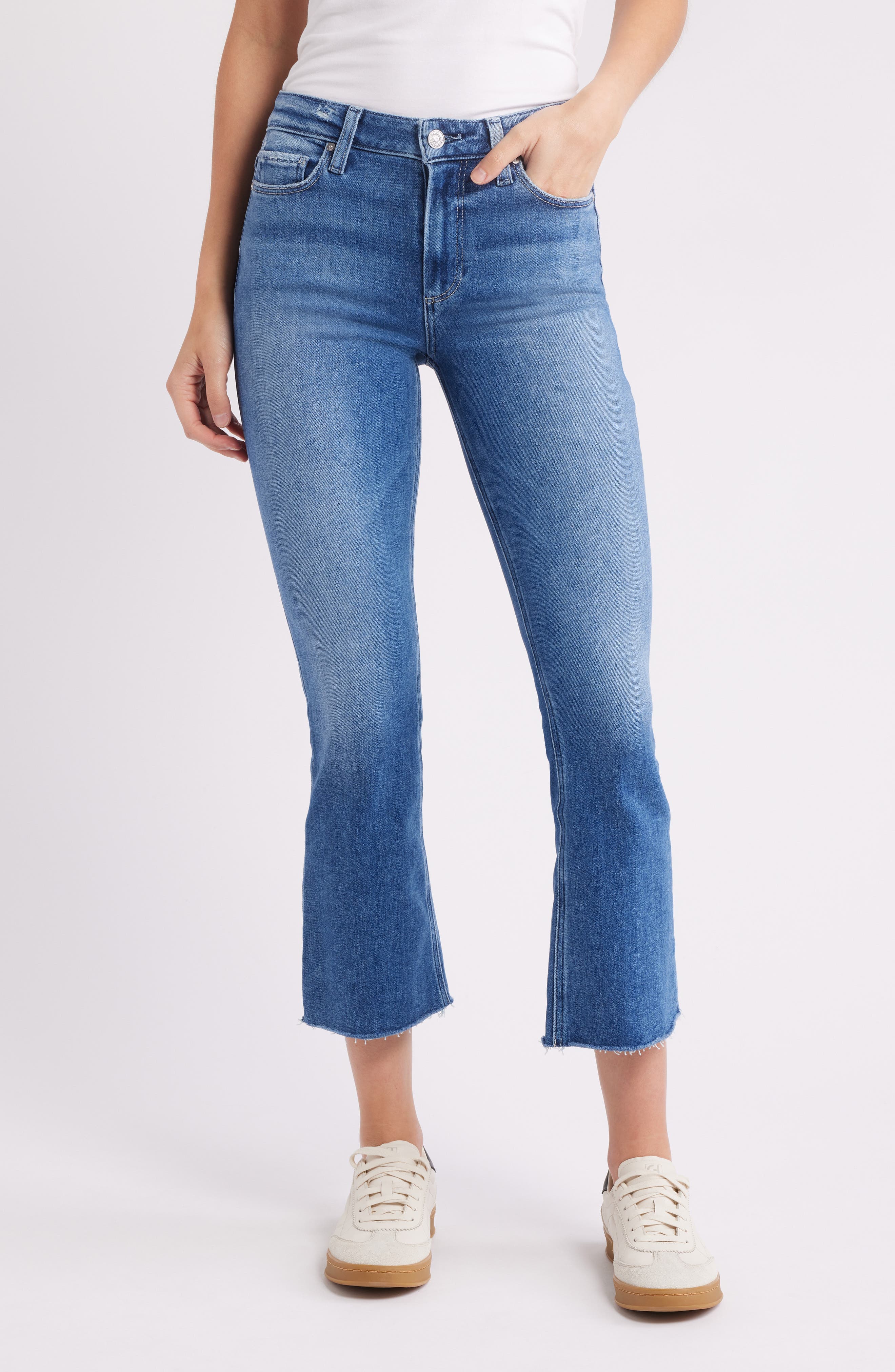 Colette Raw Hem Crop Flare Jeans - image 1