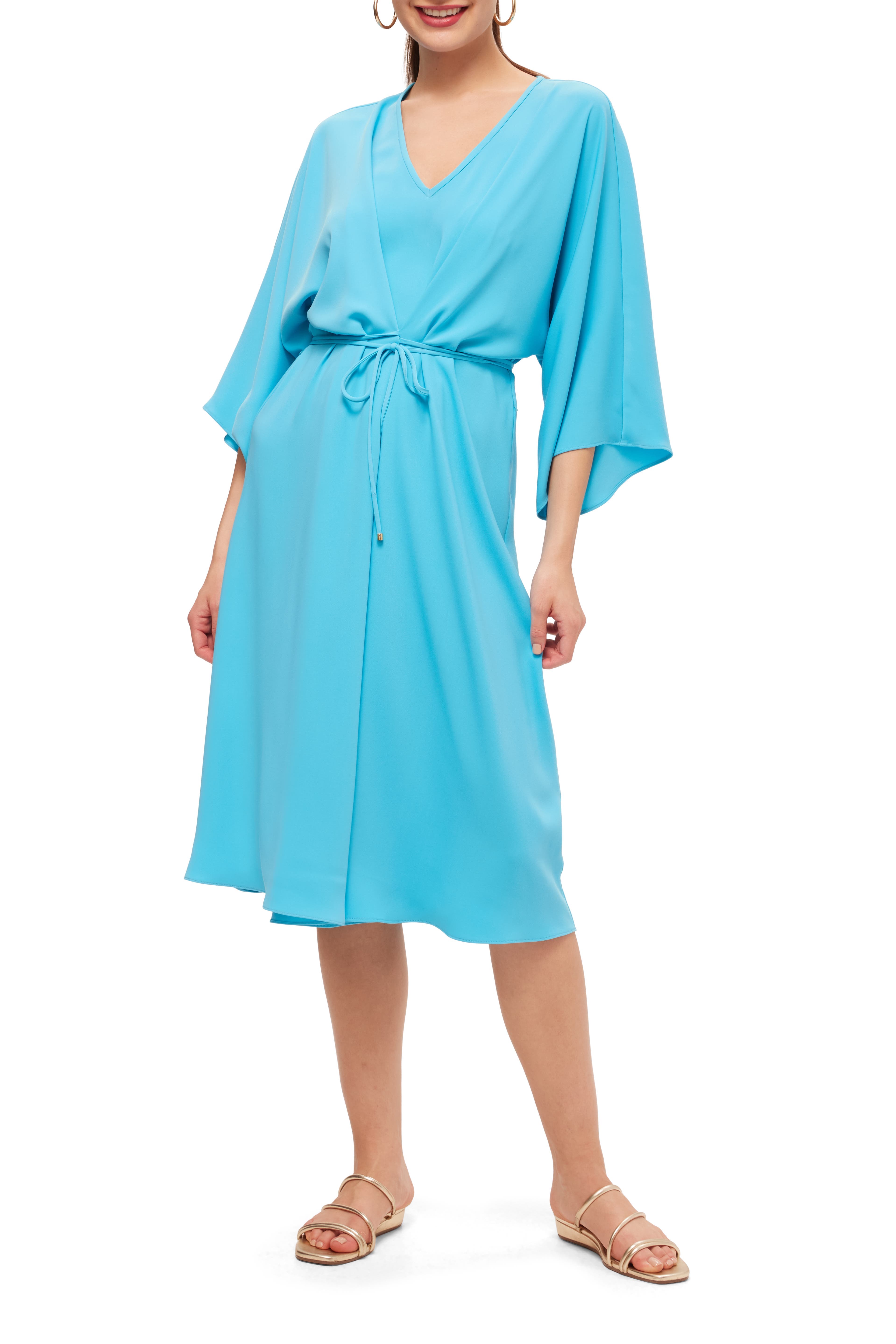 Bell Sleeve Belted Topspin Dress - image 1