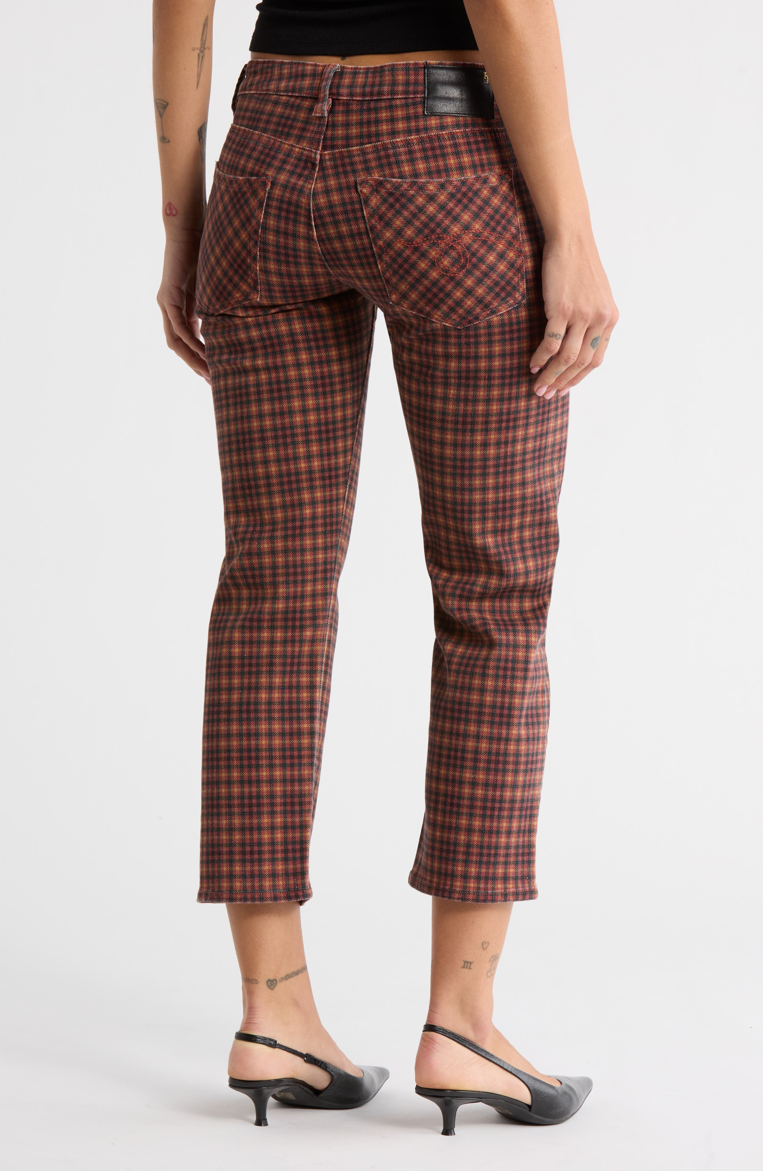 Plaid High Waist Ankle Straight Leg Jeans - image 2