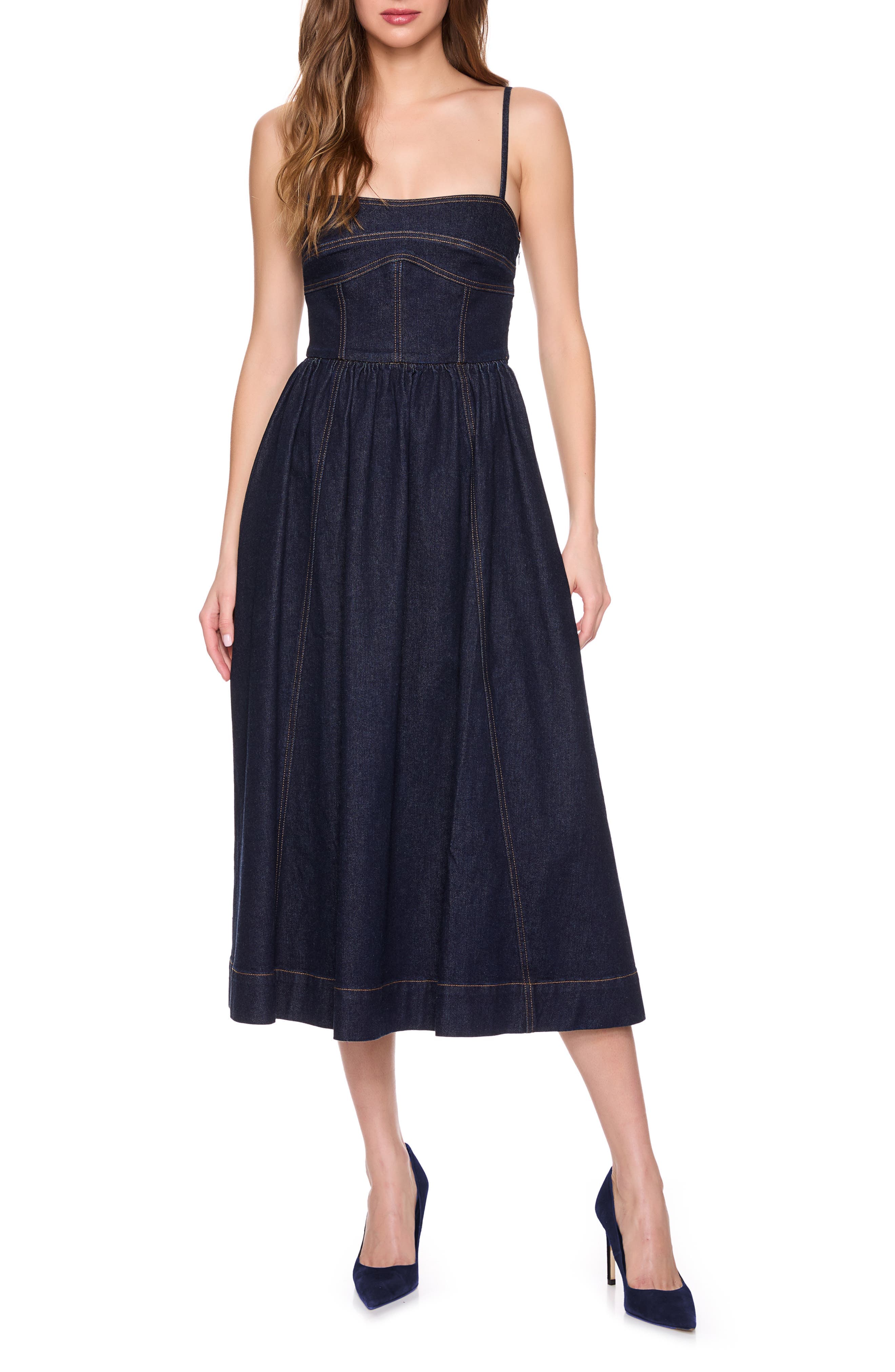Corset Denim Midi Dress - image 1