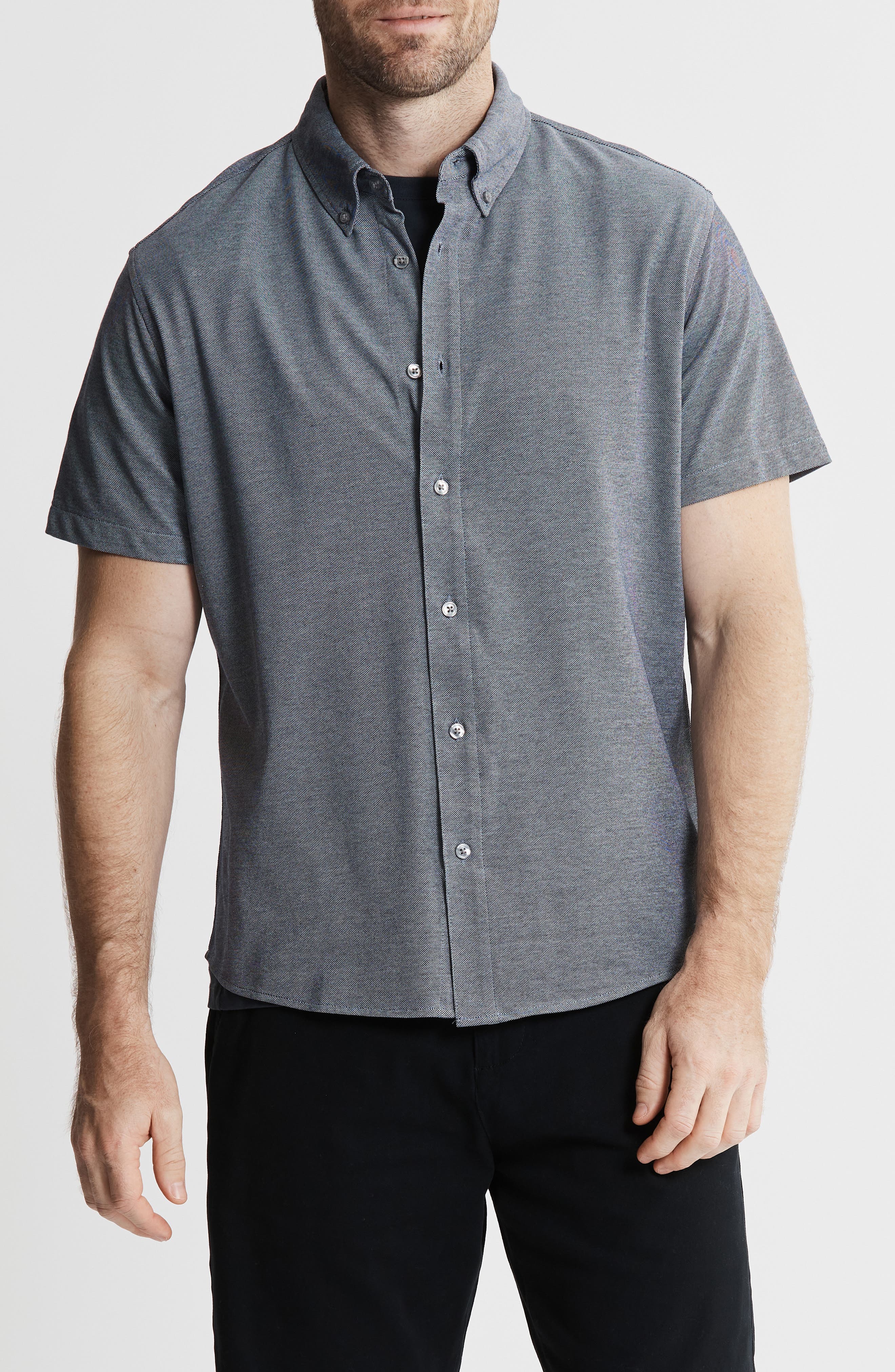Short Sleeve Stretch Oxford Button-Up Shirt - image 1