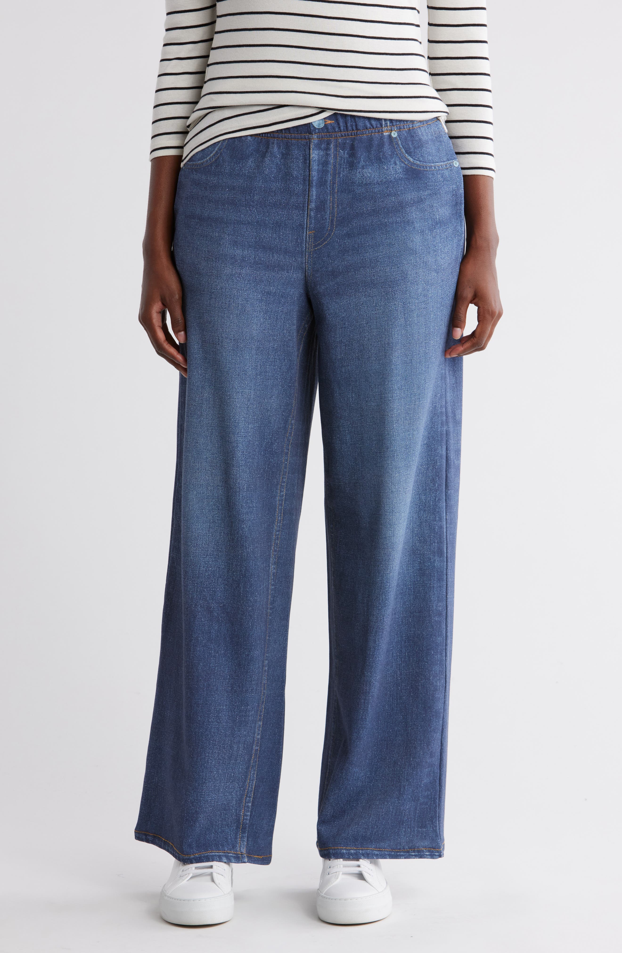Mirage Denim Printed French Terry Wide Leg Pants - image 1