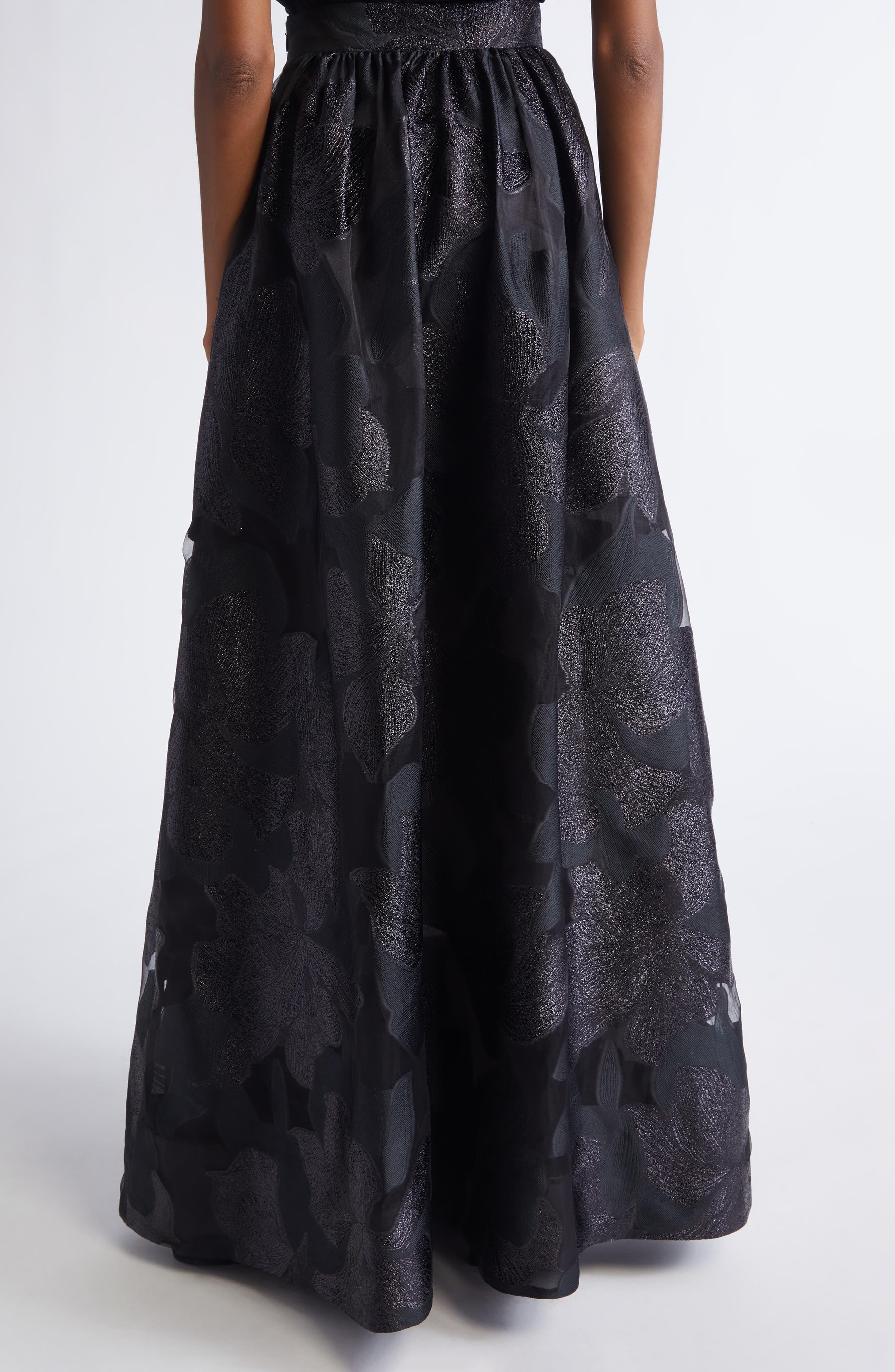 Metallic Floral Jacquard Organza Skirt - image 2