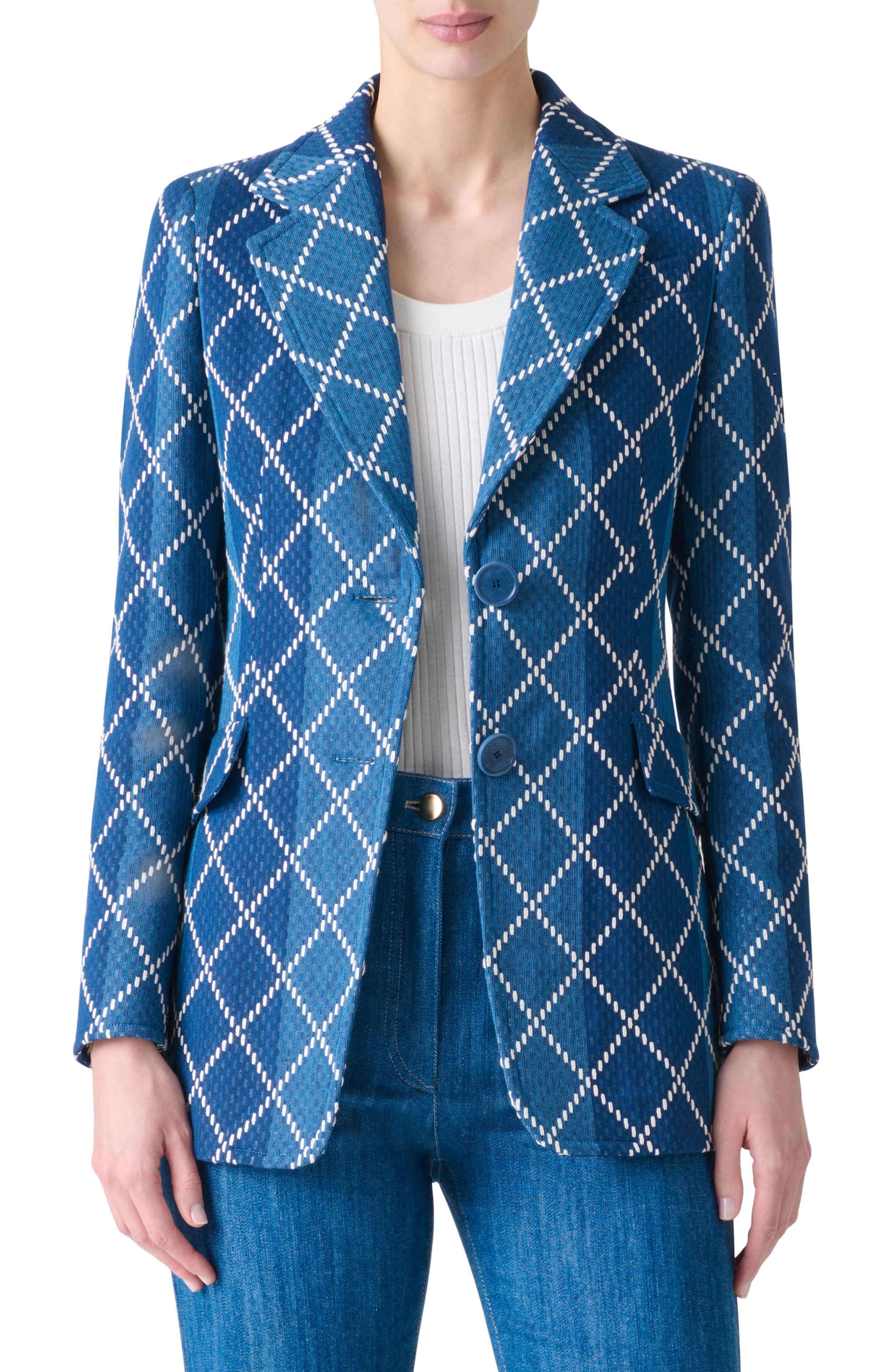 Diamond Jacquard Cotton Blazer - image 1