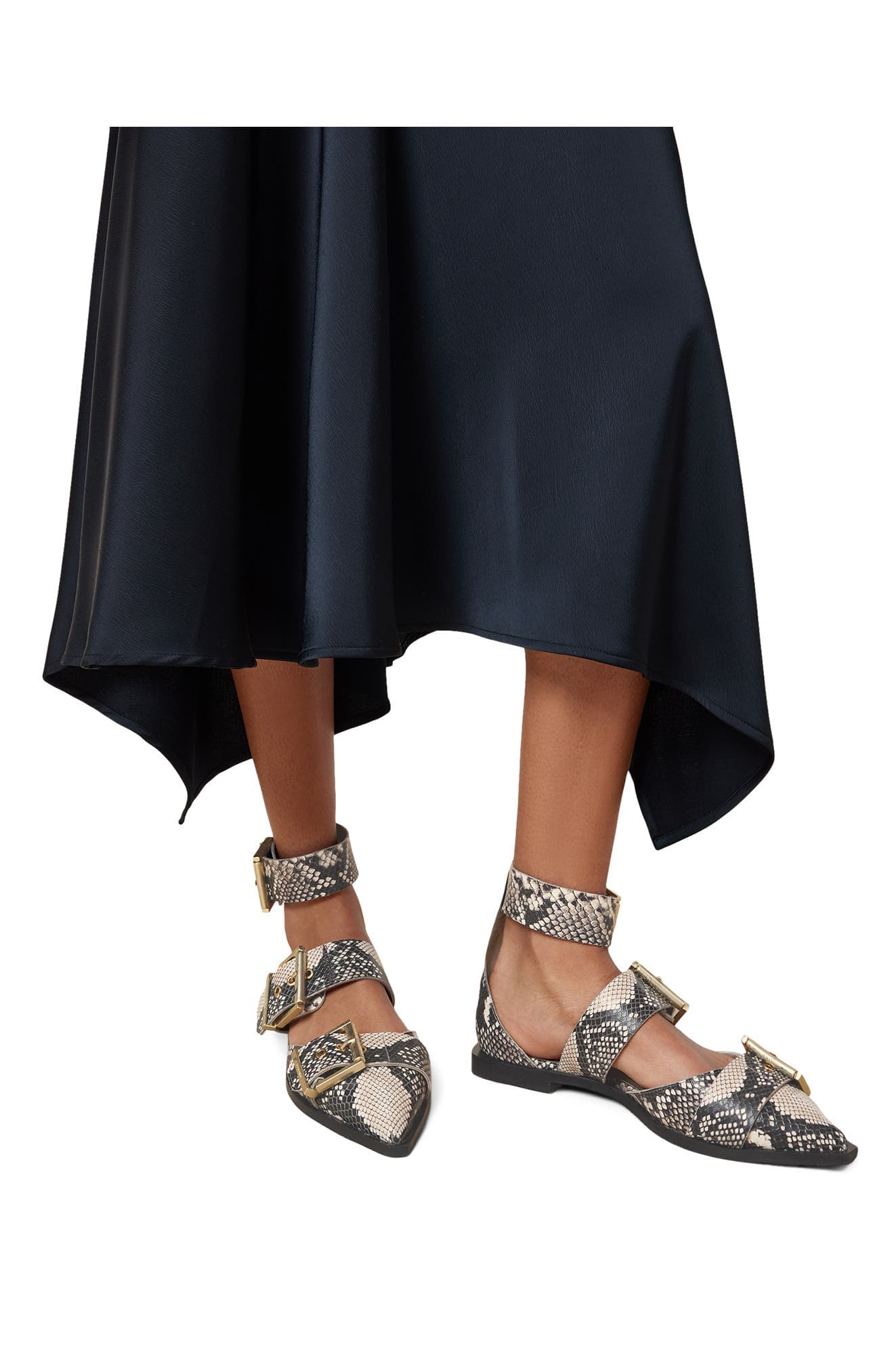 Sutton Snakeskin Embossed Pointed Toe Flat - image 2