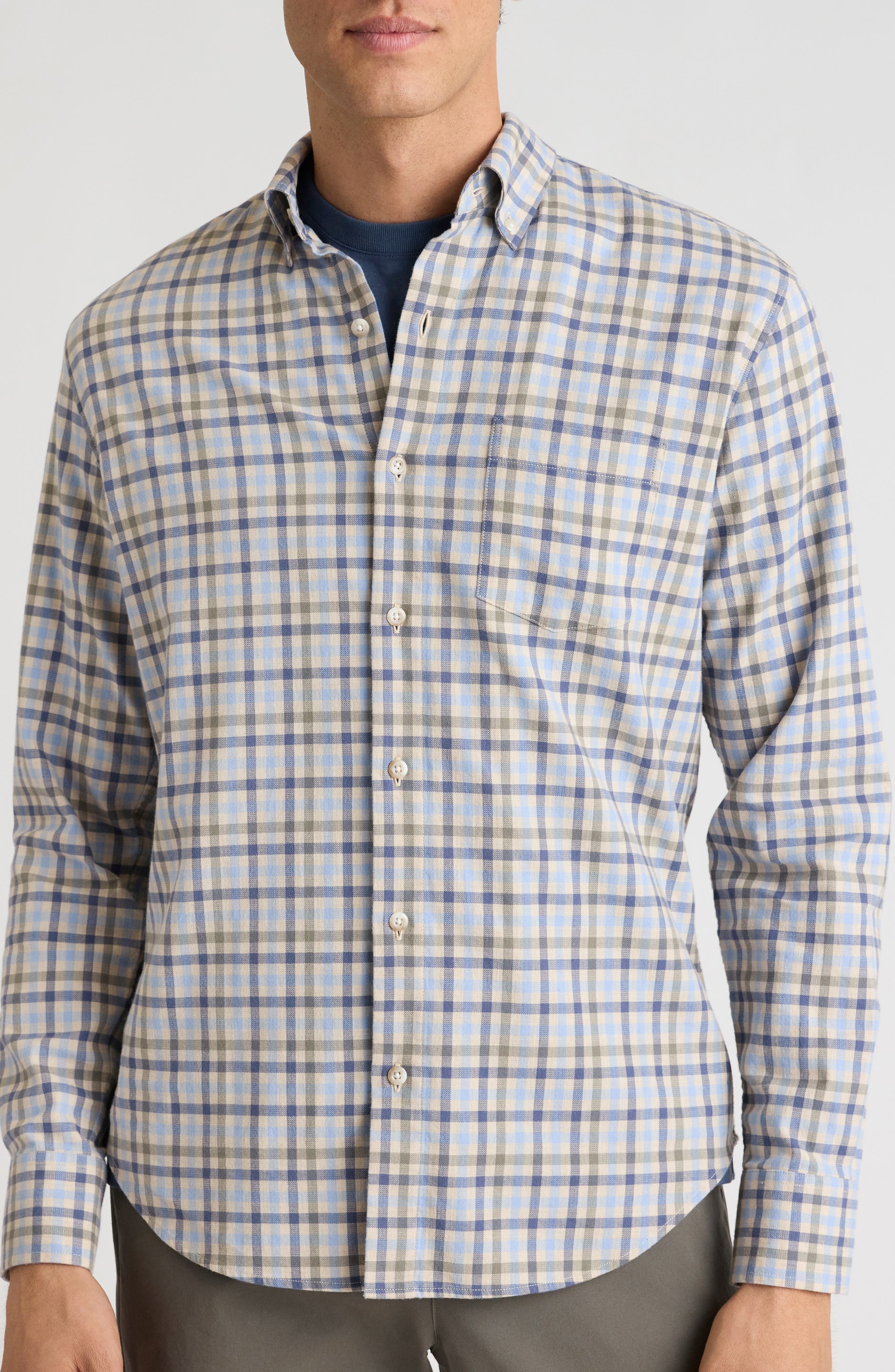 Lightweight Stretch Flannel Button-Down Shirt - image 1