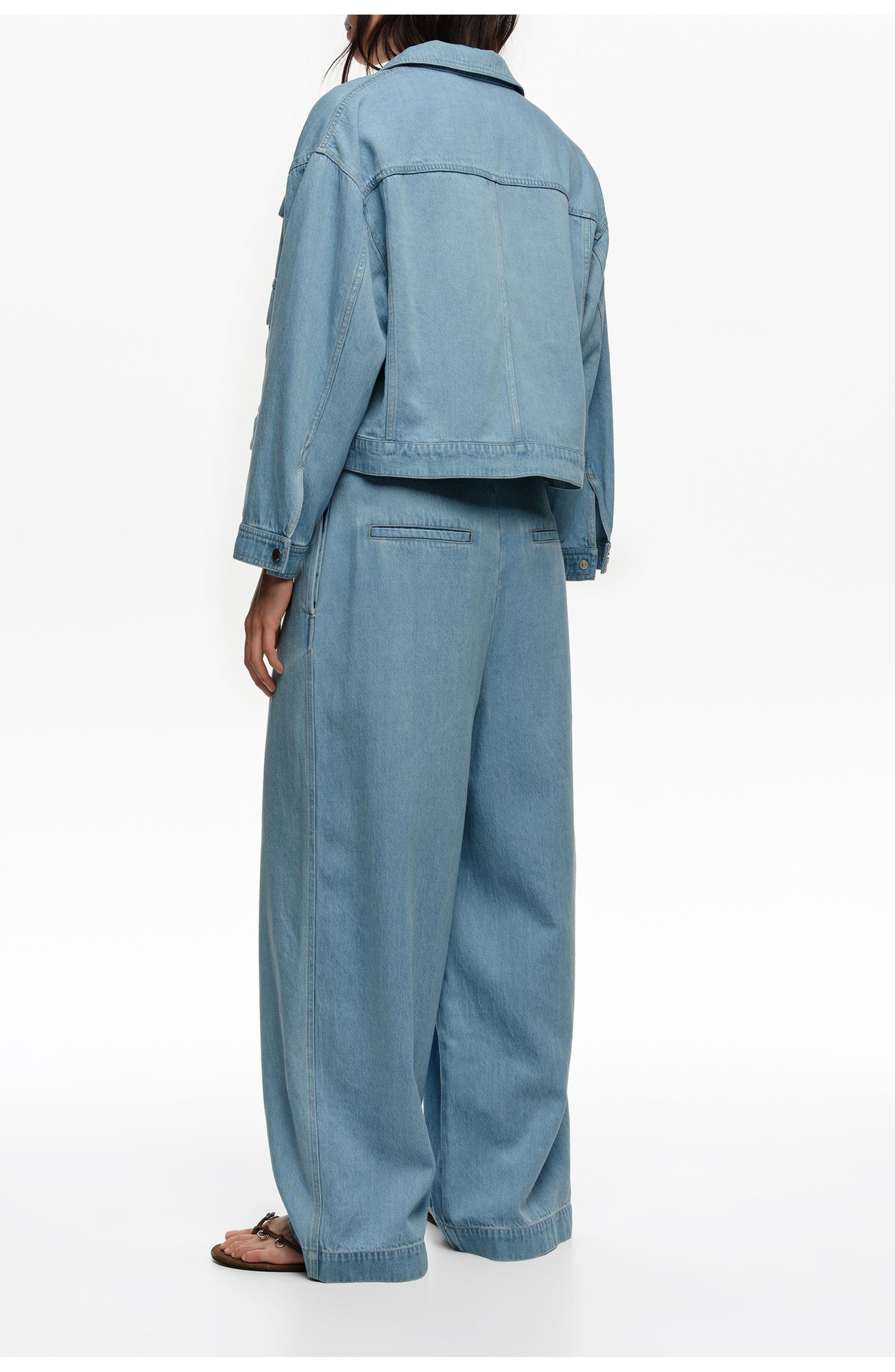 Loose-Fit Washed Denim Trousers - image 1