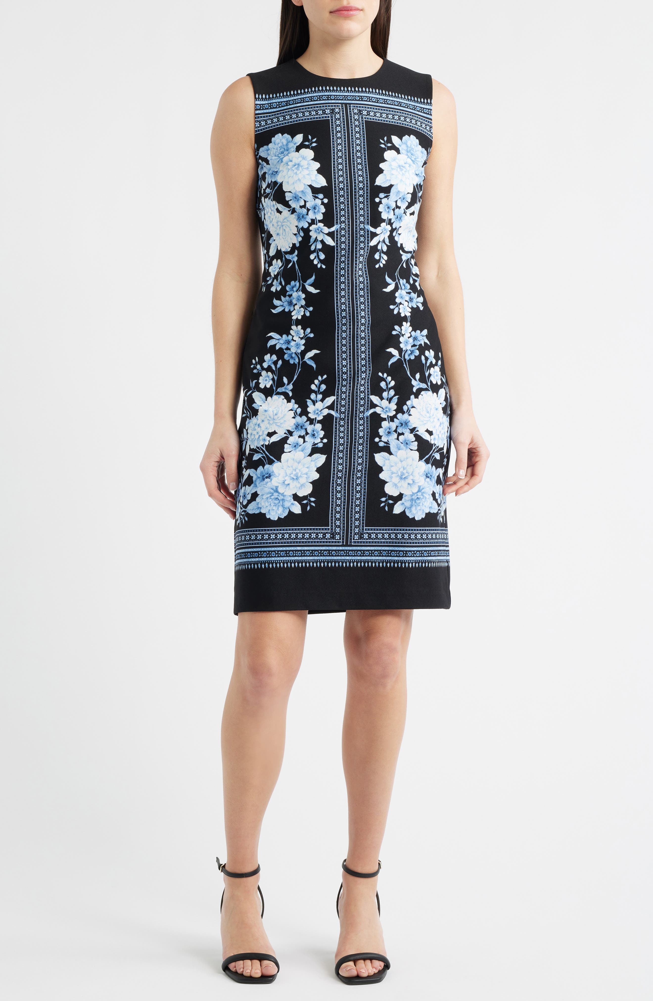 Print Sleeveless Sheath Dress - image 1