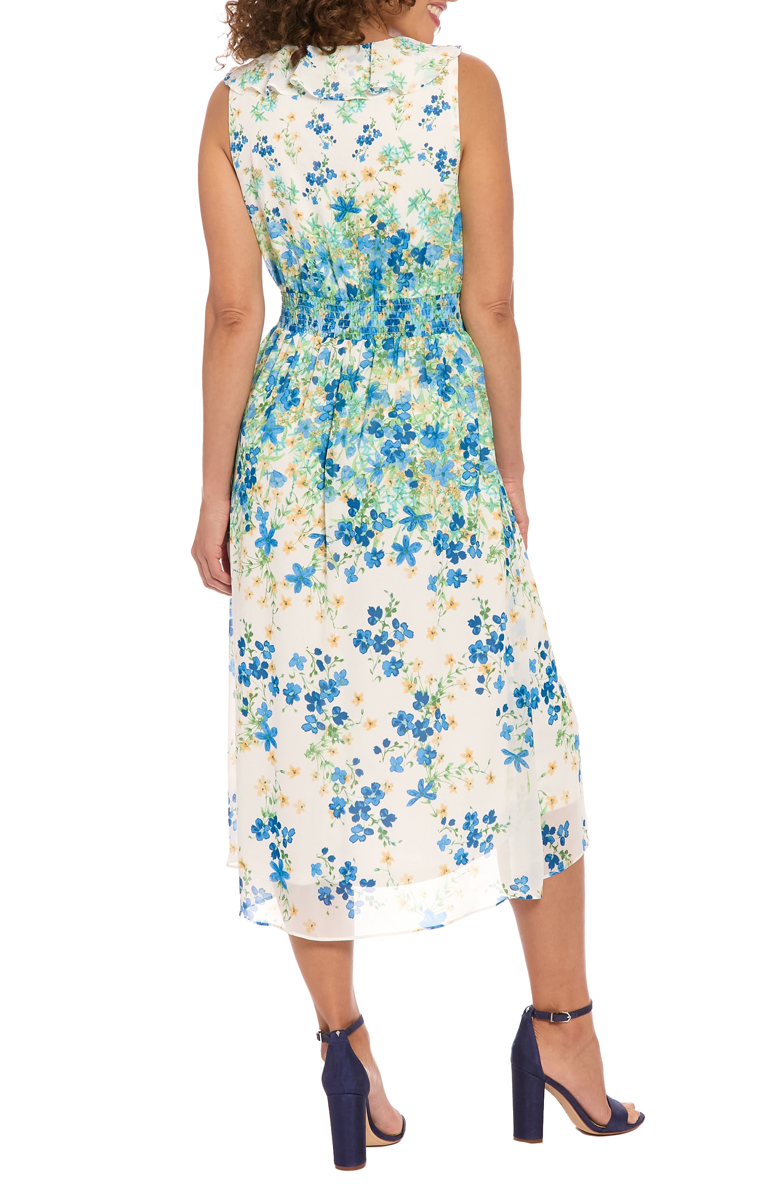 Floral Sleeveless Empire Waist Chiffon Midi Dress - image 2