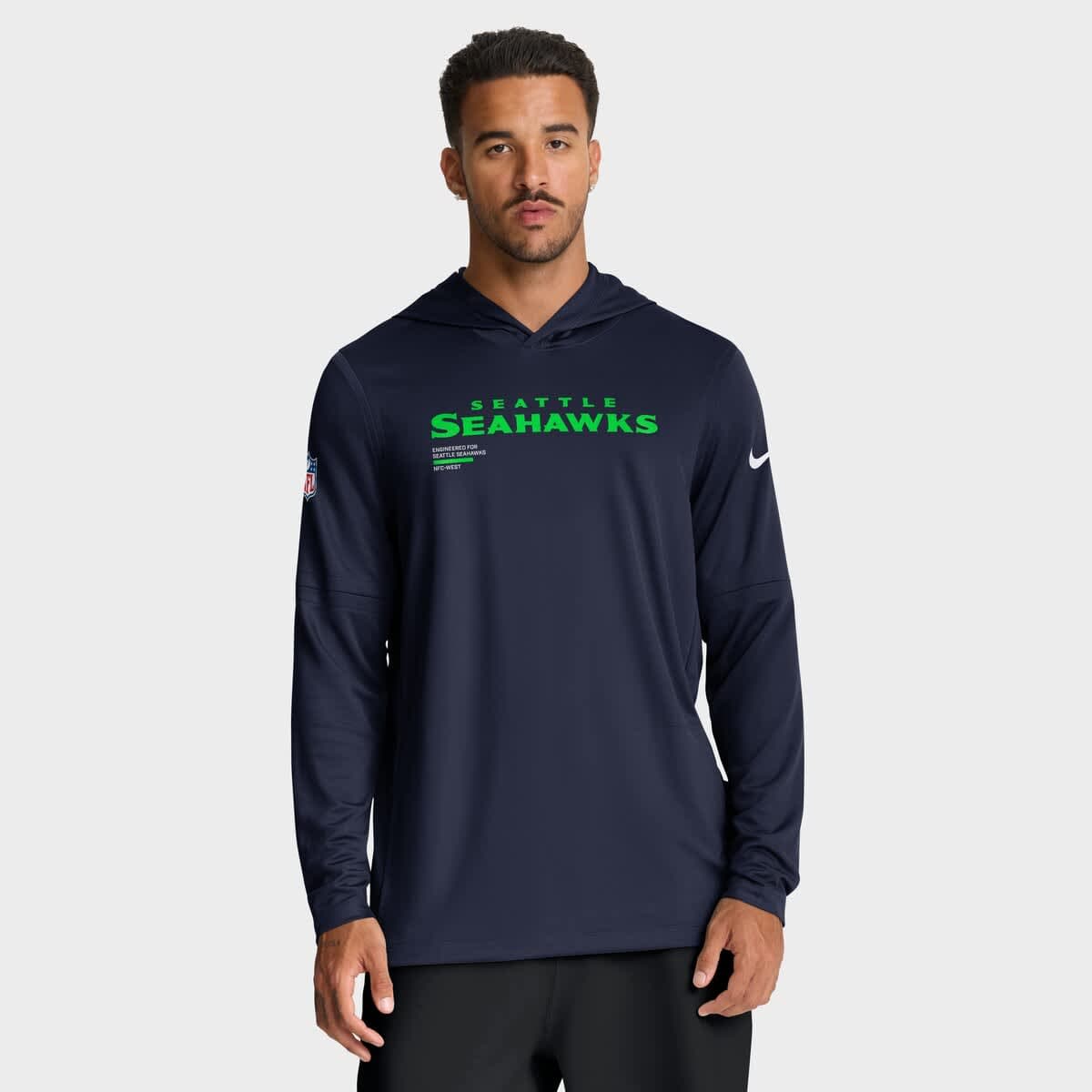 Men's Nike College Navy Seattle Seahawks Sideline Pure Fury Performance Long Sleeve Hoodie T-Shirt - image 1