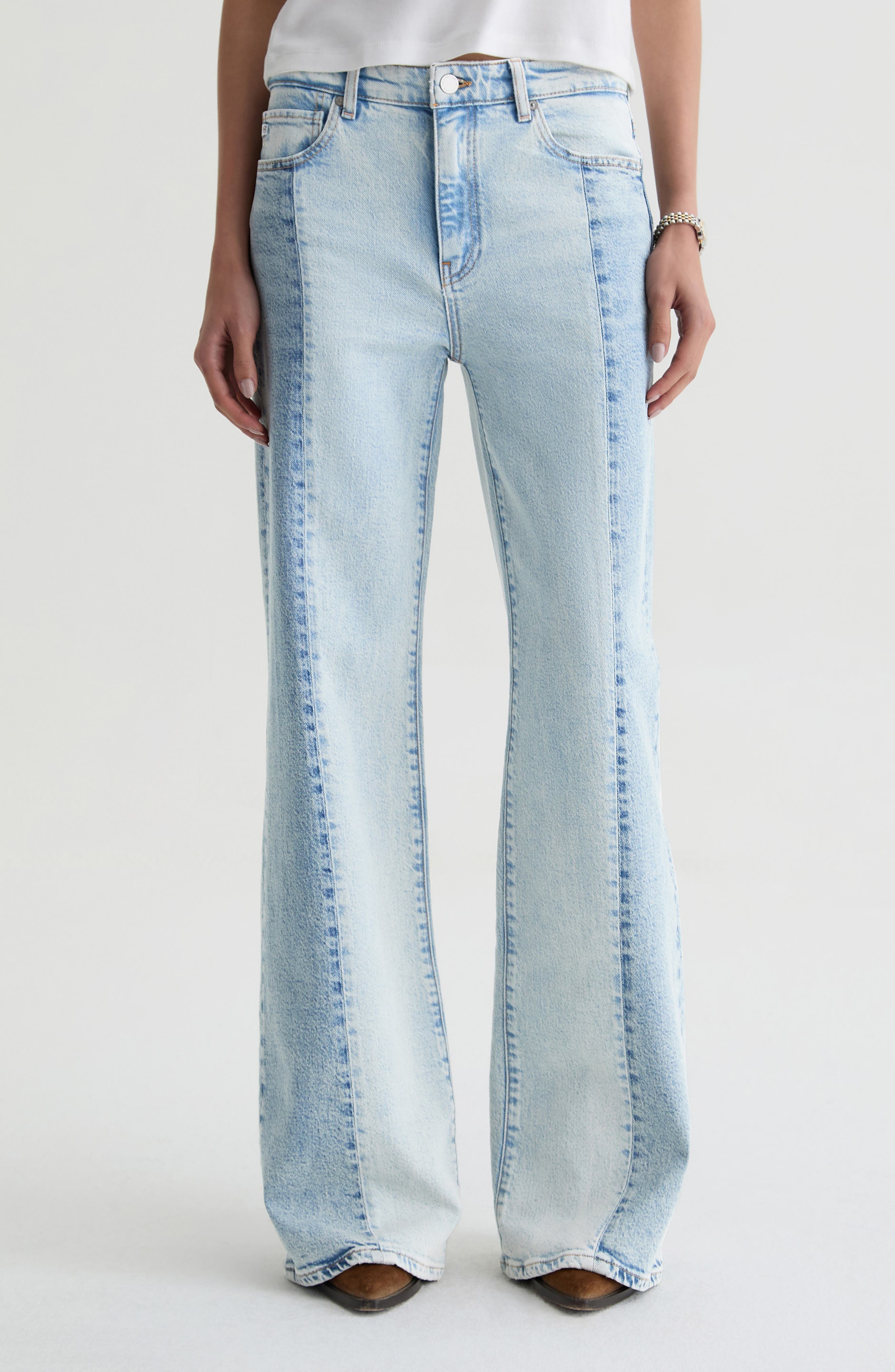 Saige Paneled Wide Leg Jeans - image 1
