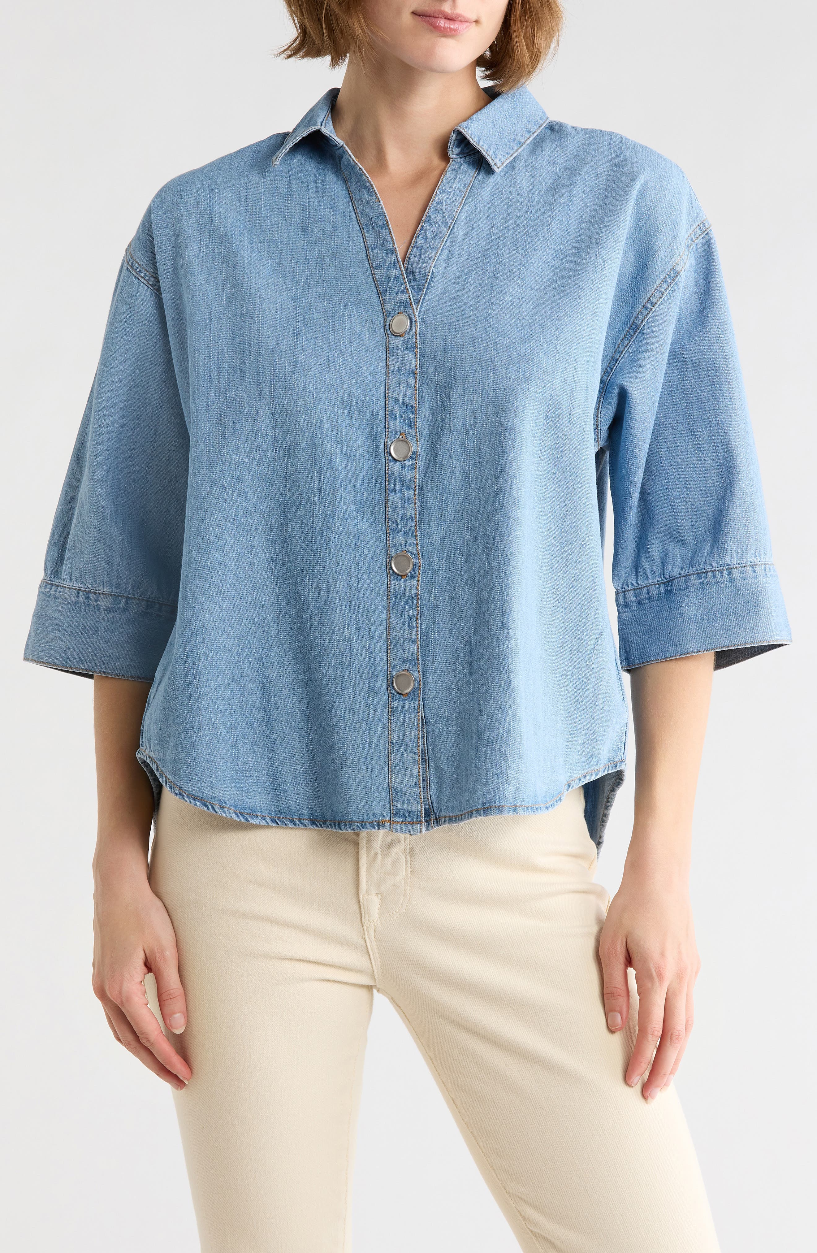 Kindell Cotton Denim Button-Up Shirt - image 1