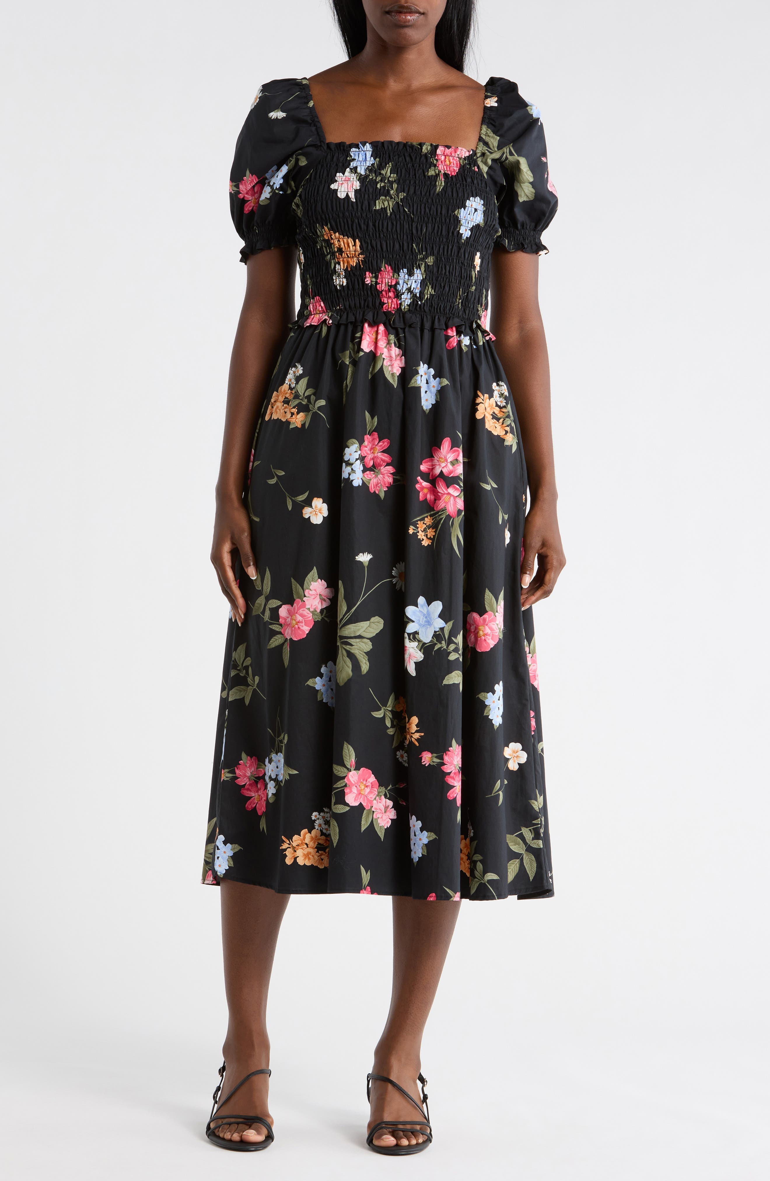 Square Neck Poplin Midi Dress - image 1