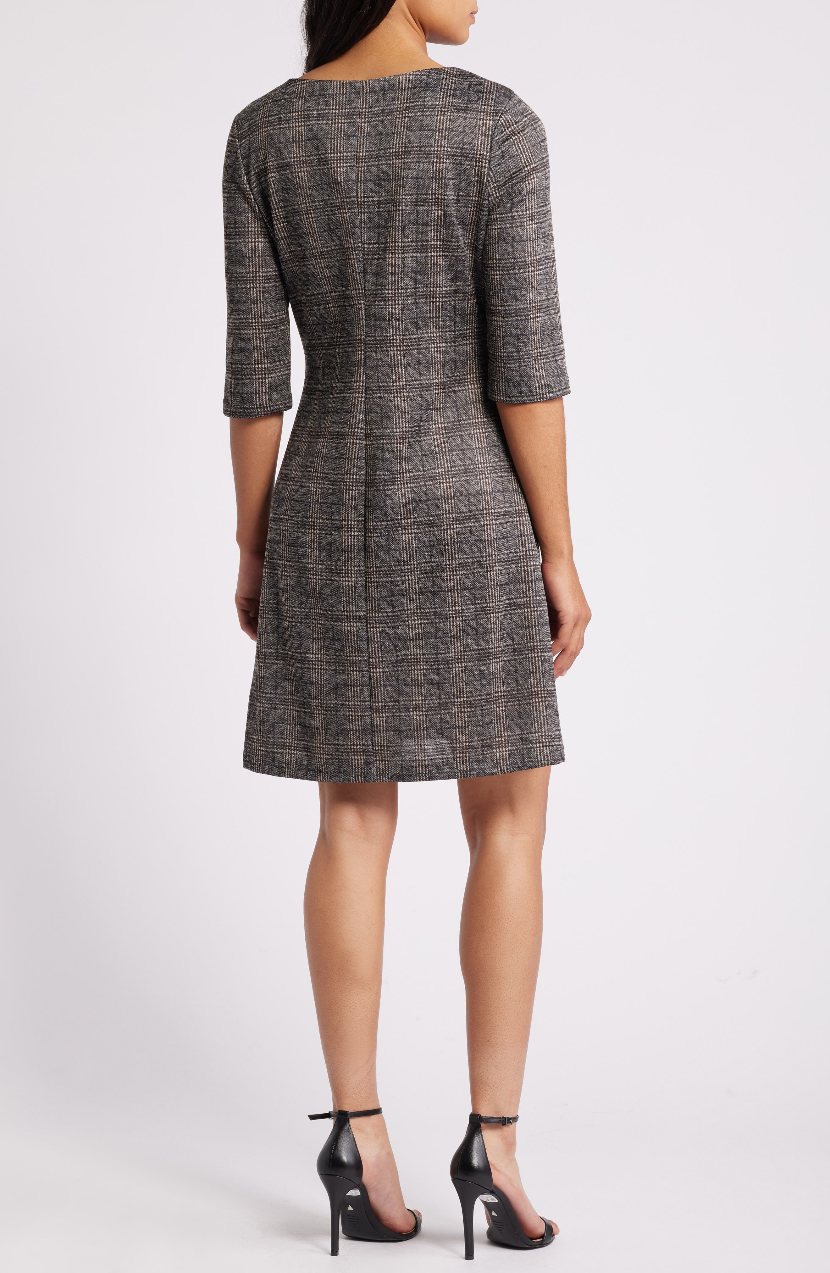 Plaid Knit A-Line Dress - image 2