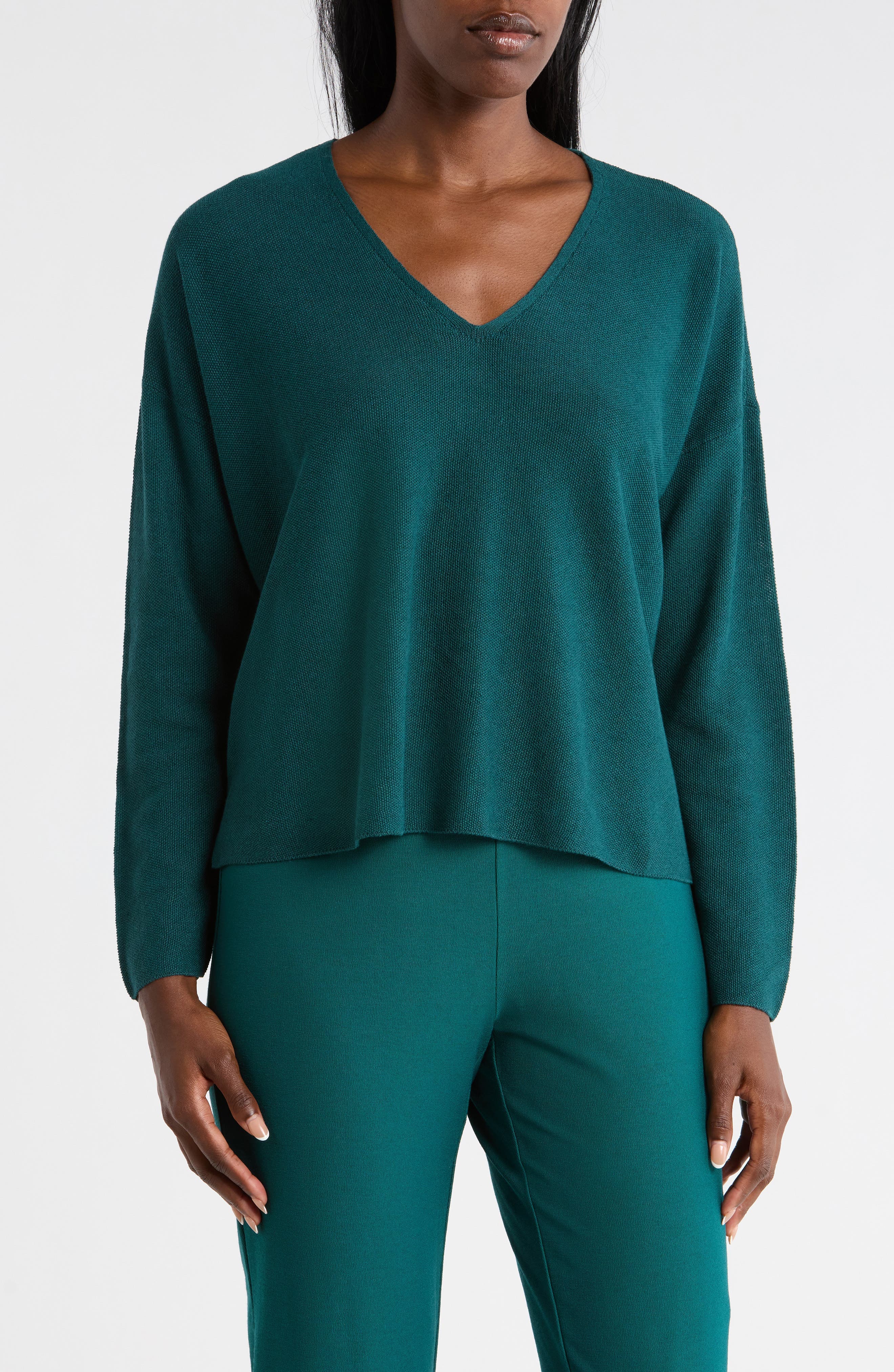 Organic Linen & Organic Cotton V-Neck Sweater - image 1