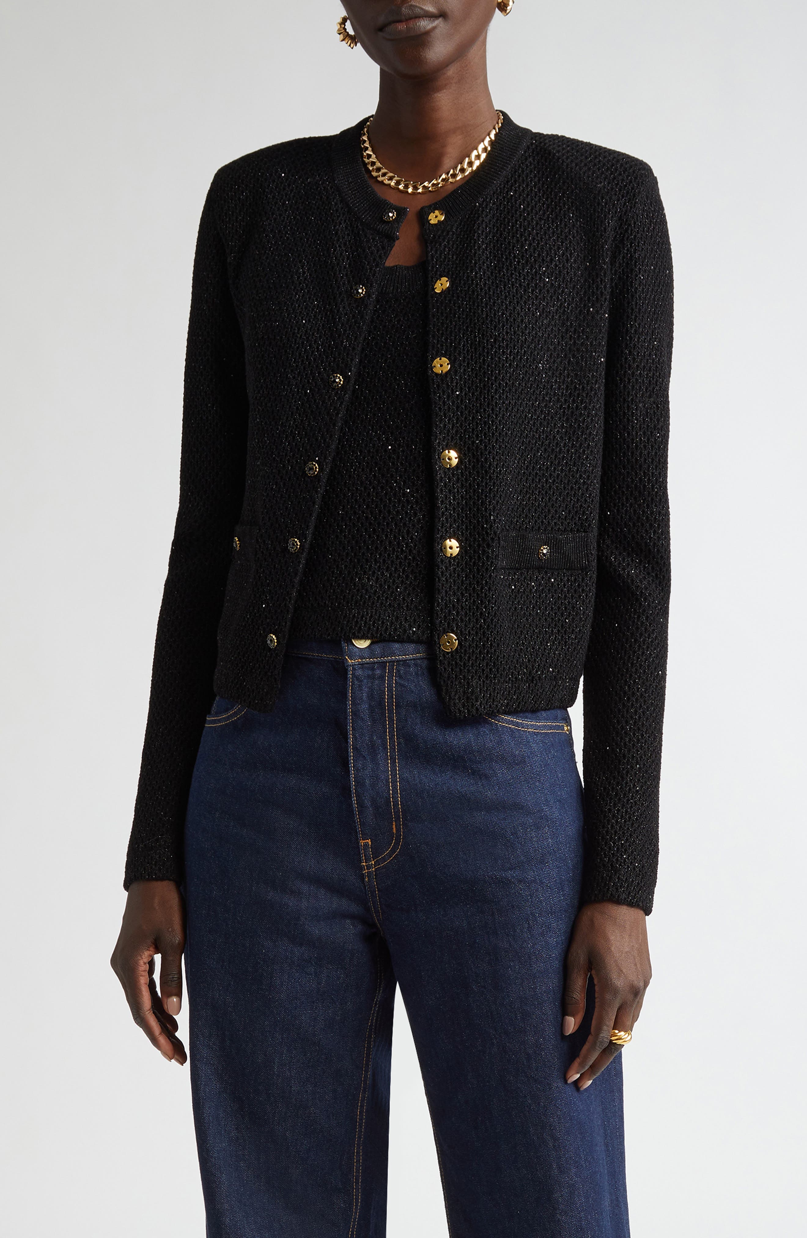 Microsequin Cotton Blend Cardigan - image 1