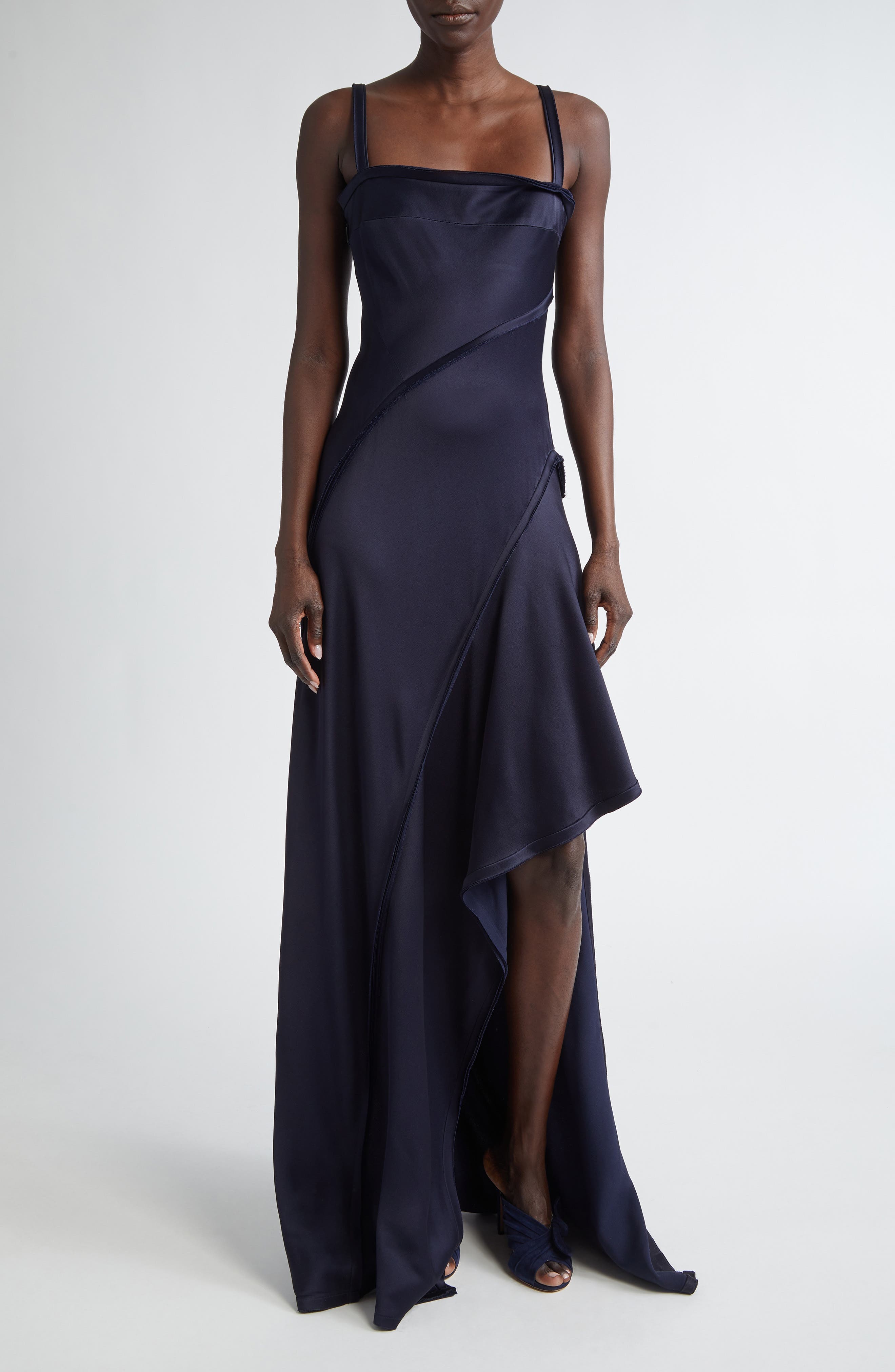 Bias Cut Crepe Back Satin Gown - image 1