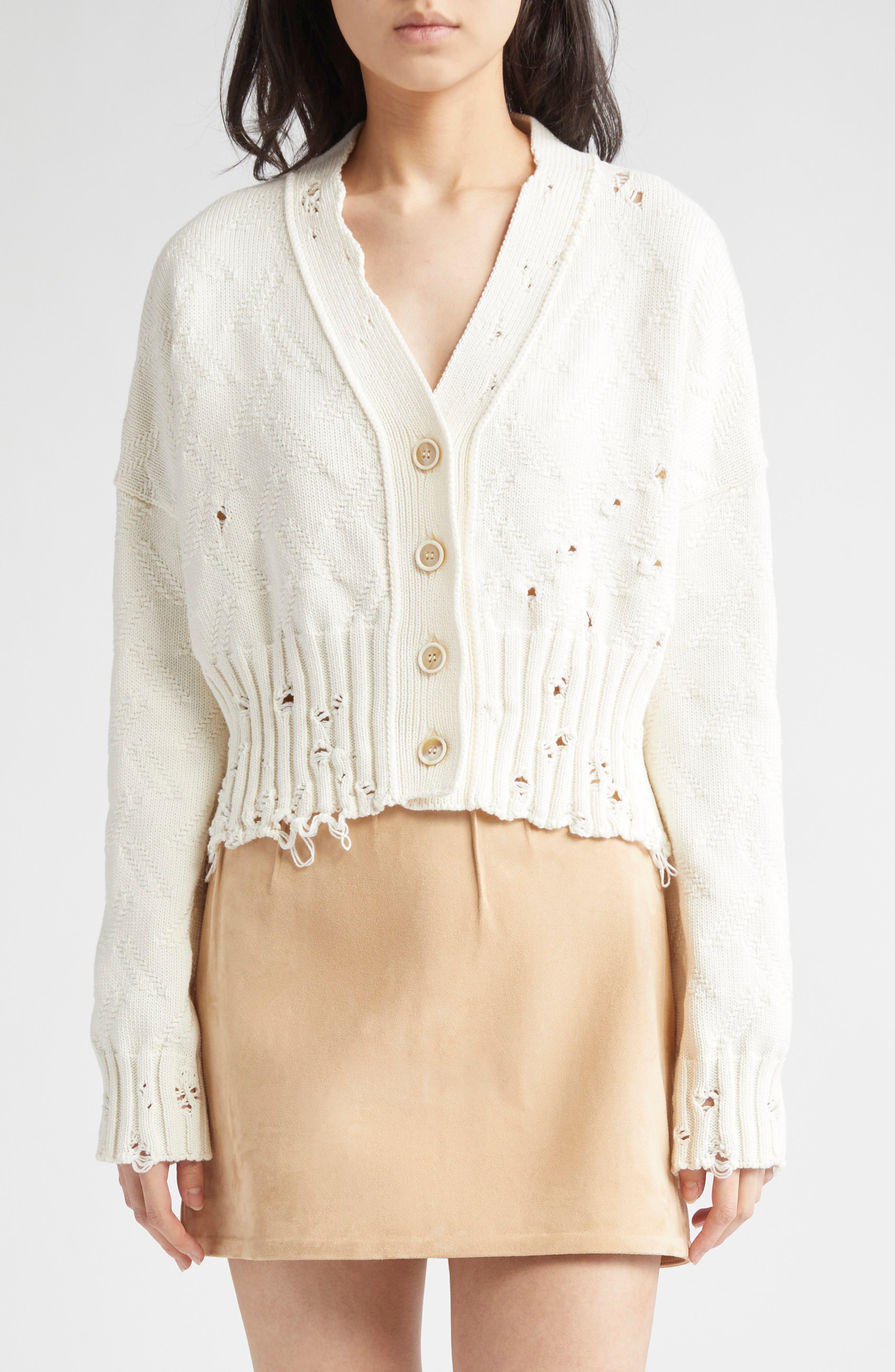 Dishevelled Cotton Crop Cardigan - image 1