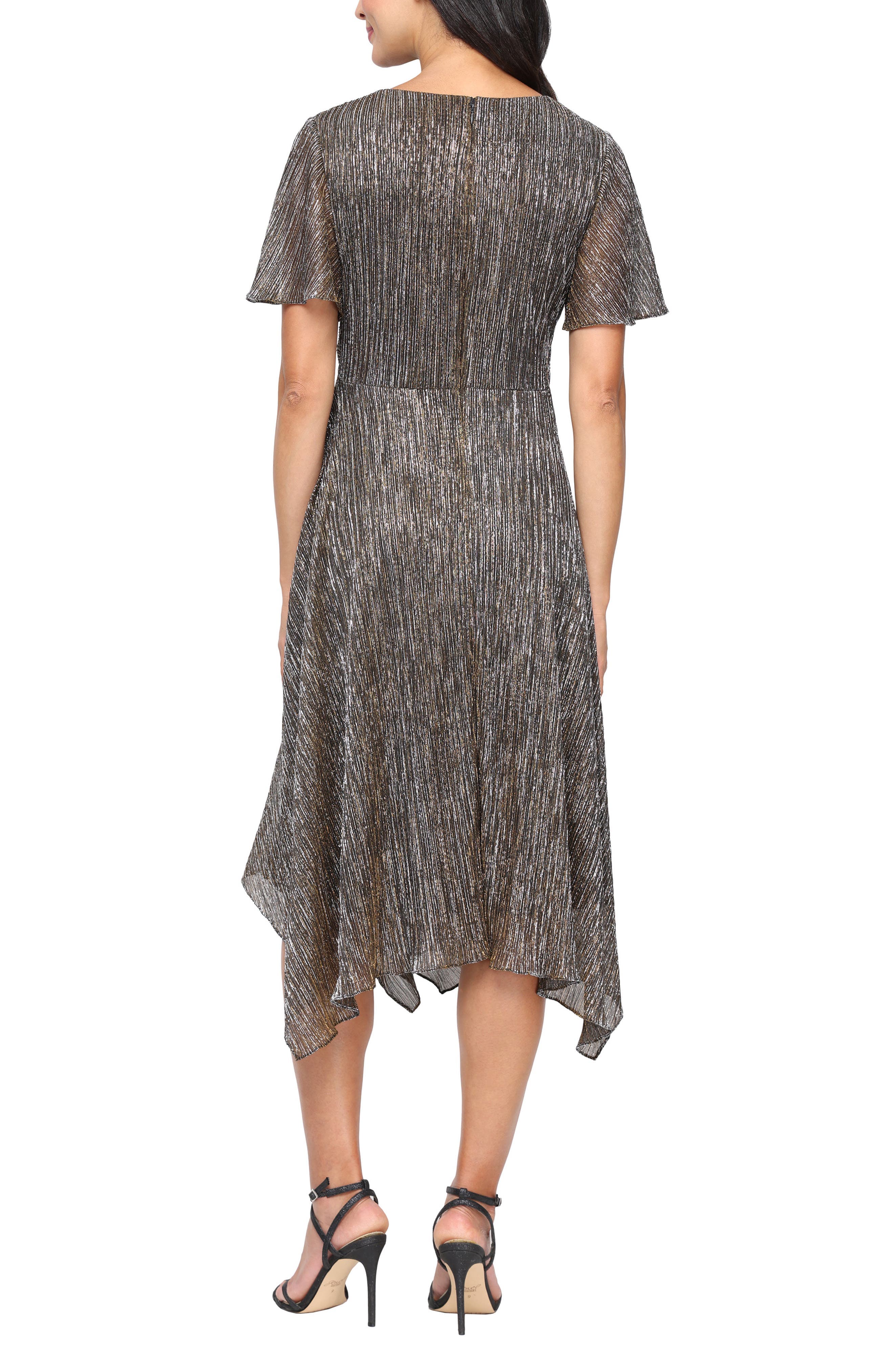 Knot Front Metallic Midi Cocktail Dress - image 2