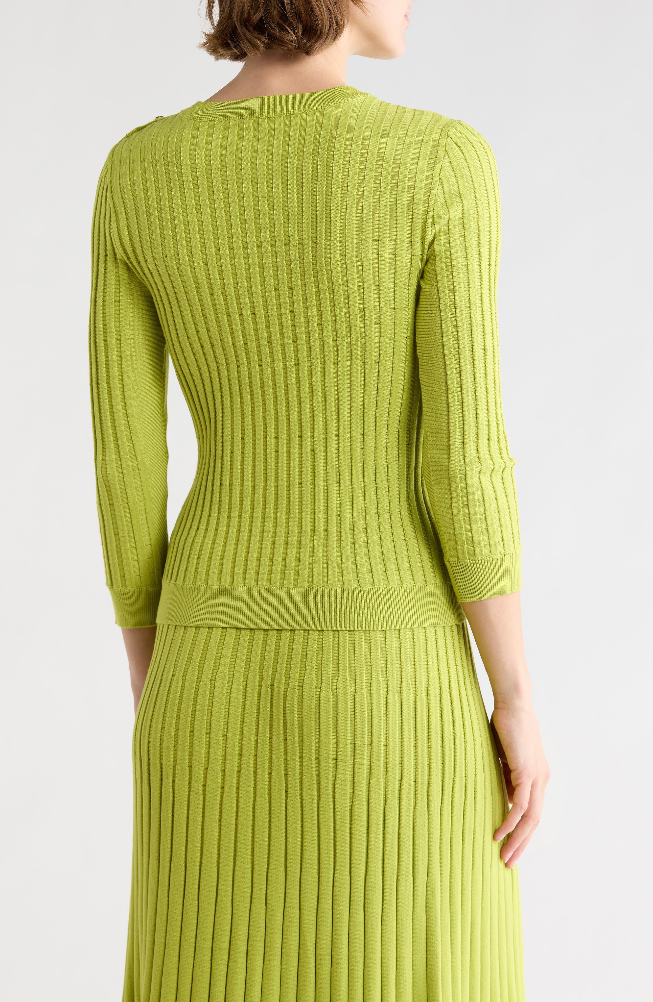 Button Shoulder Rib Knit Sweater - image 2