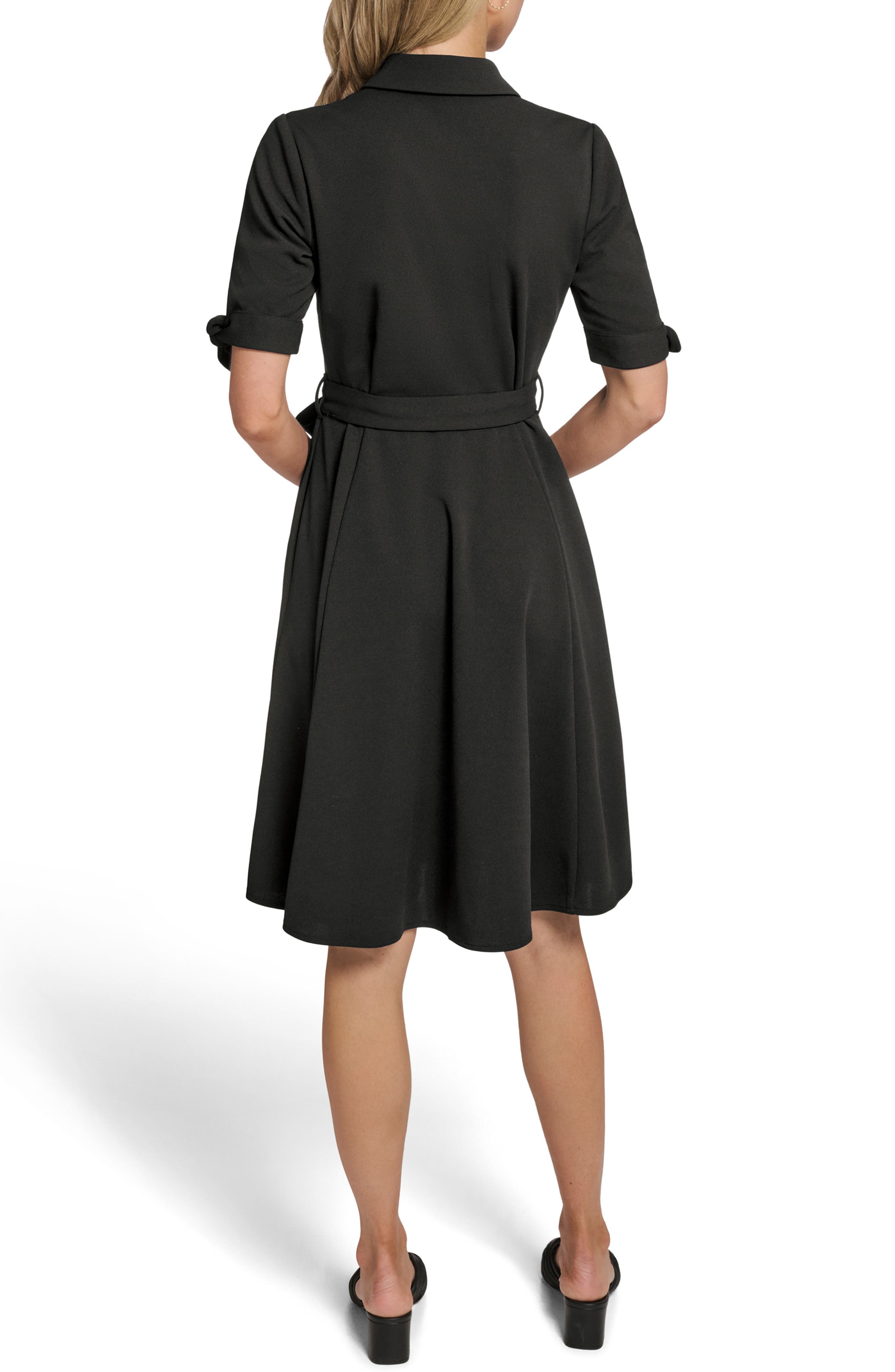 Tie Sleeve Crepe Shirtdress - image 2