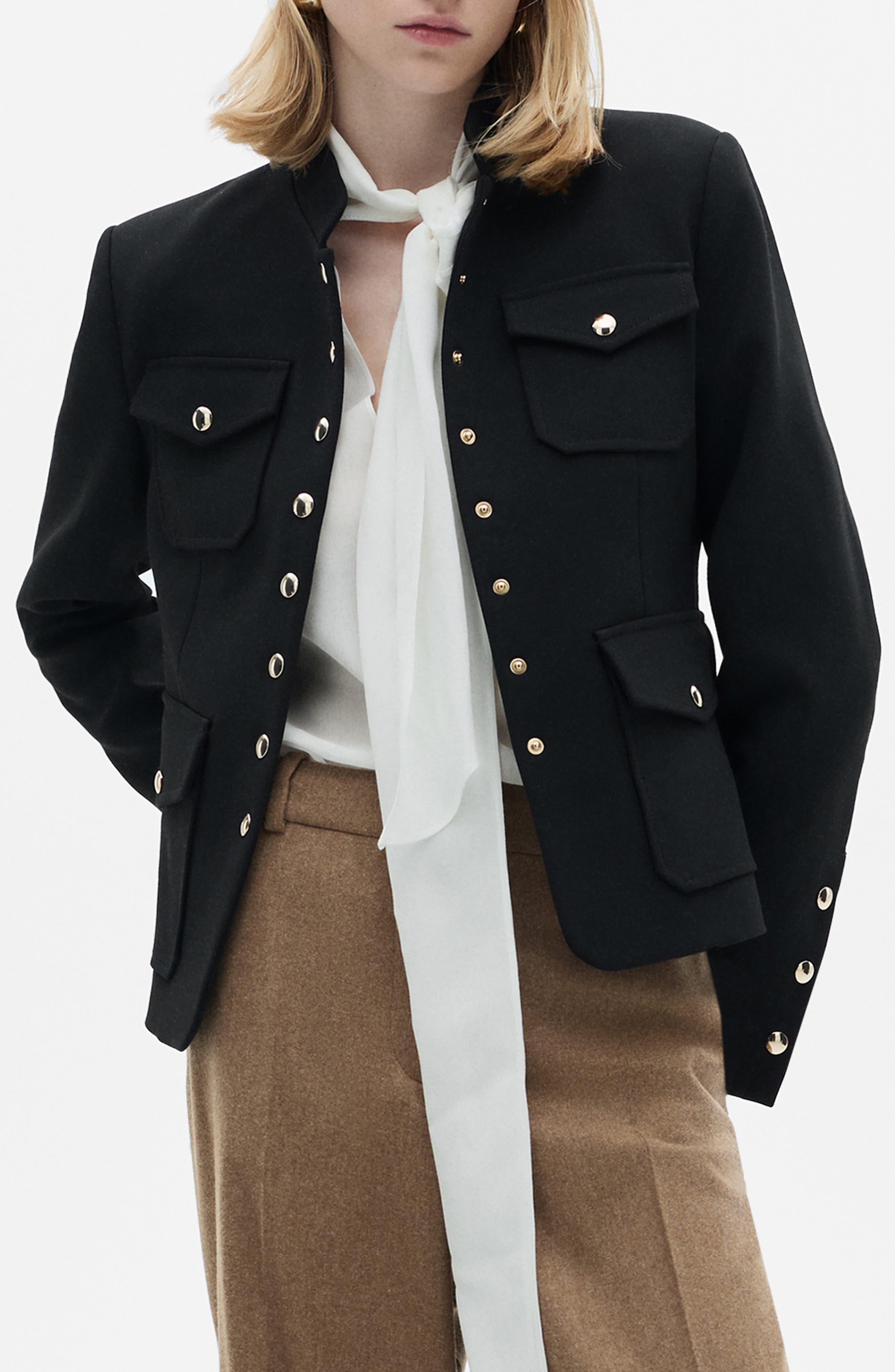 Mandarin Collar Snap Front Jacket - image 1