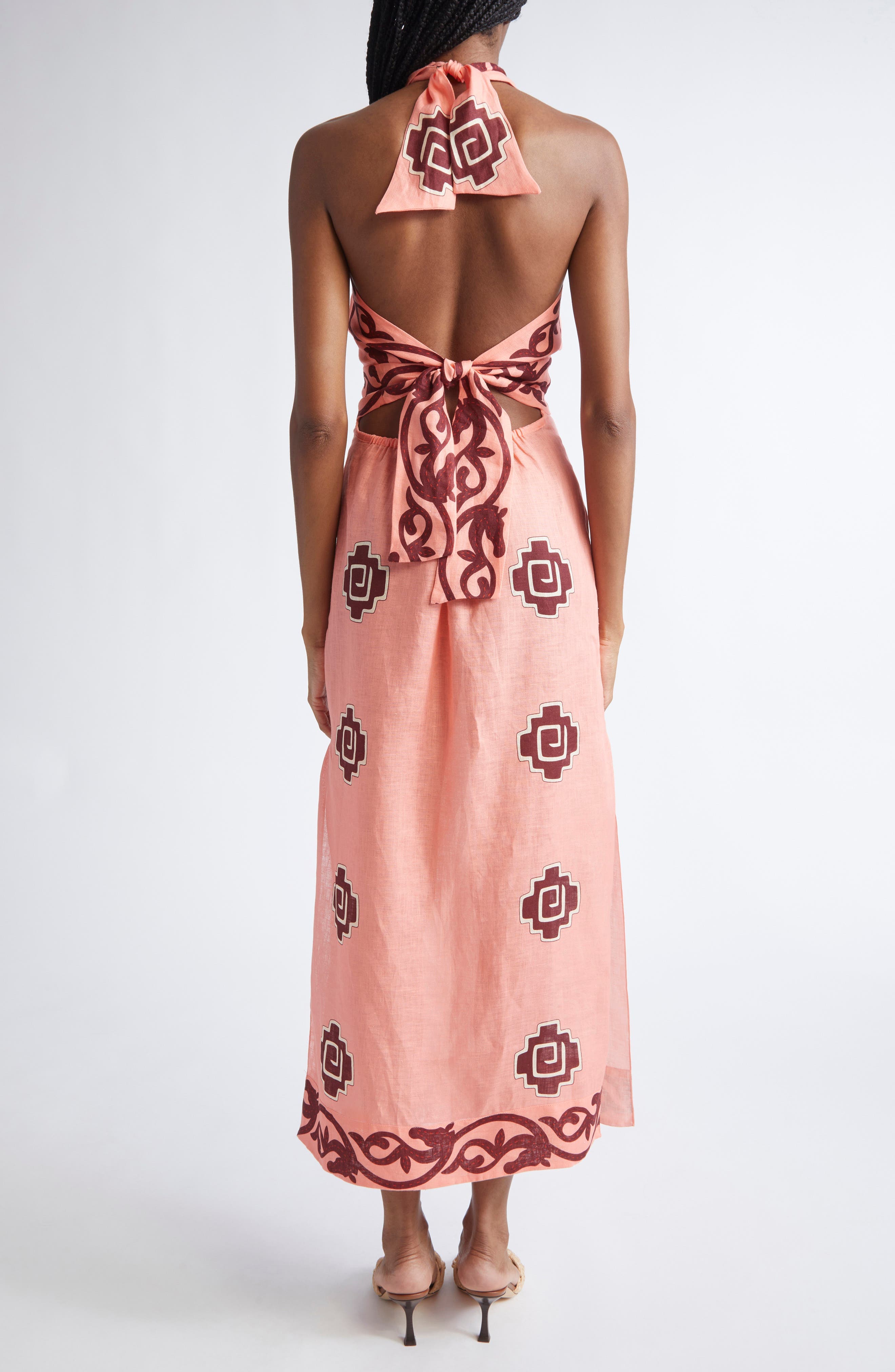 Energetic Patterns Linen Halter Dress - image 2