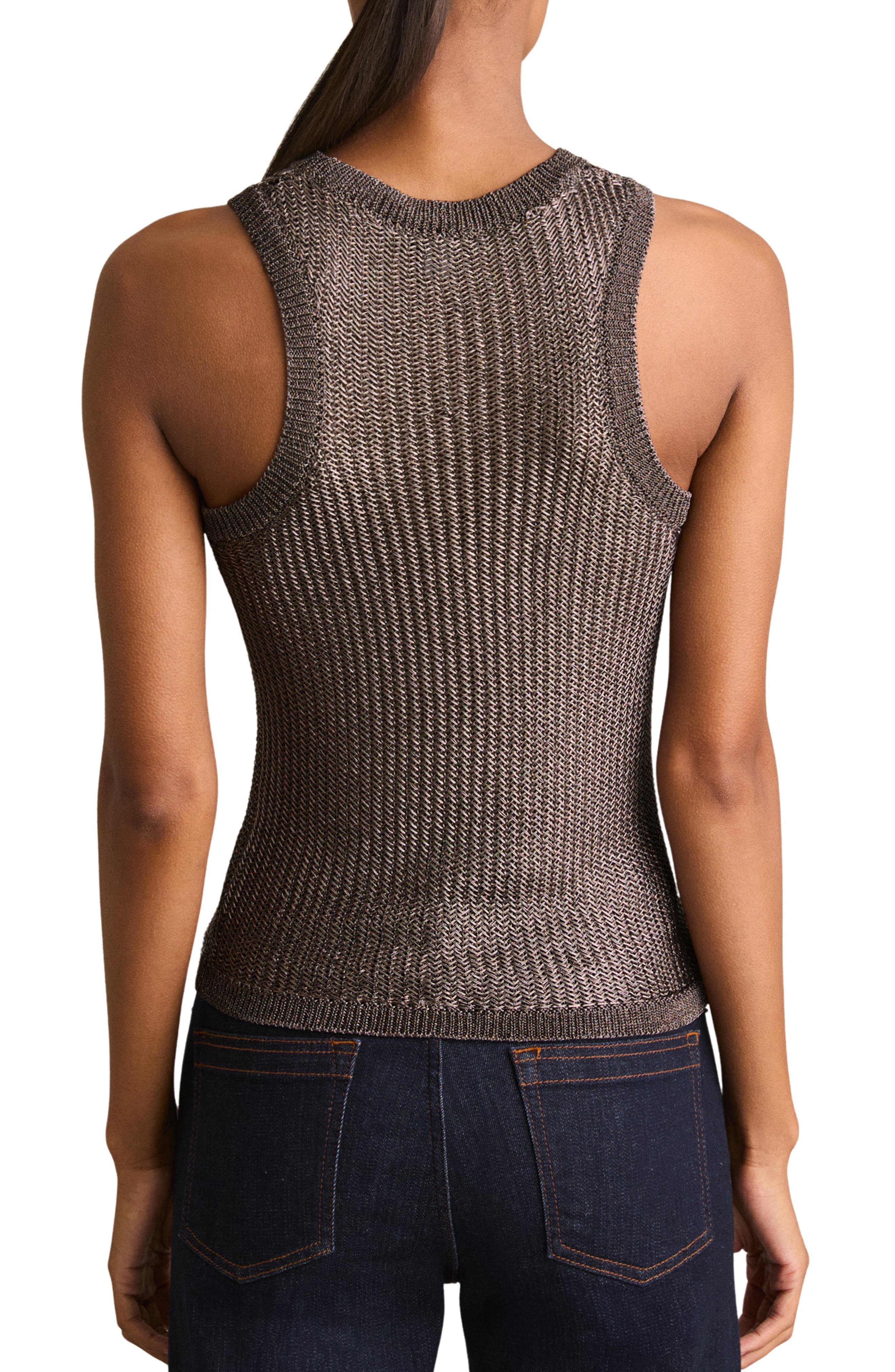Tia Chevron Stitch Metallic Tank - image 2