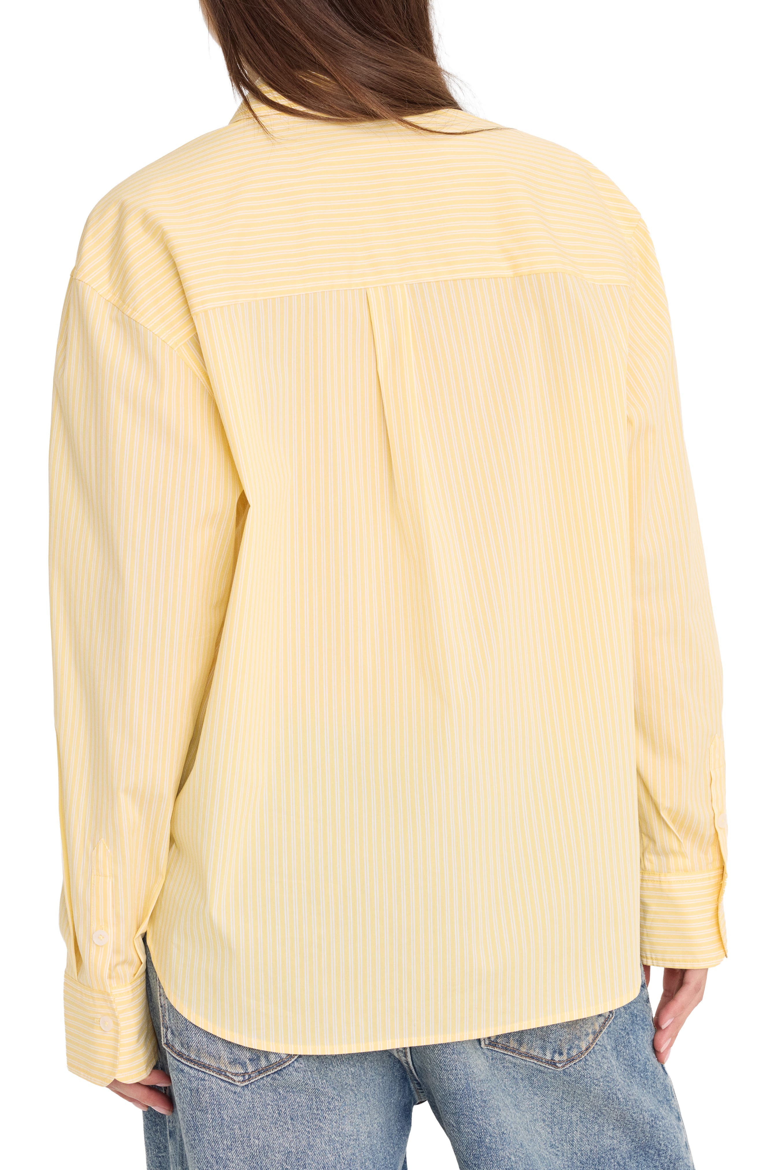 Boxy Stripe Cotton Poplin Blend Button-Up Shirt - image 2